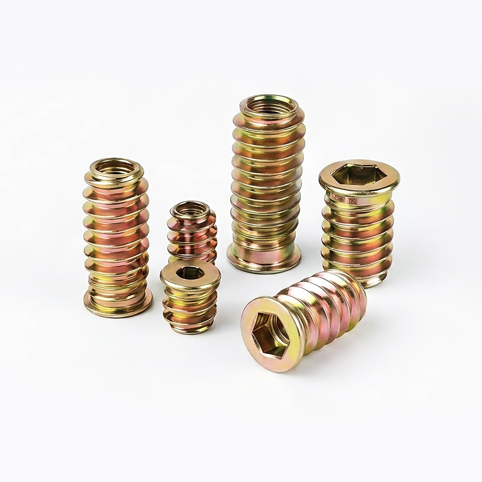 SHBAOCH M8x25mm Threaded Inserts for Wood, 20PC Zinc Plated Hex Socket Insert Nuts, Flanged Furniture Nuts for Assembly RepairWoodworking DIY Furniture