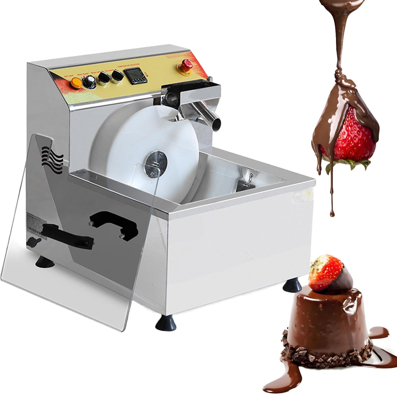 Aserzenith 1 Chocolate Melting Pot,600W Hot Melt Machine,2.4L Tabletop Vibration Melting Tempering Machine For Chocolate,8Kg Batch Capacity,Automatic Stirring And Vibration Features
