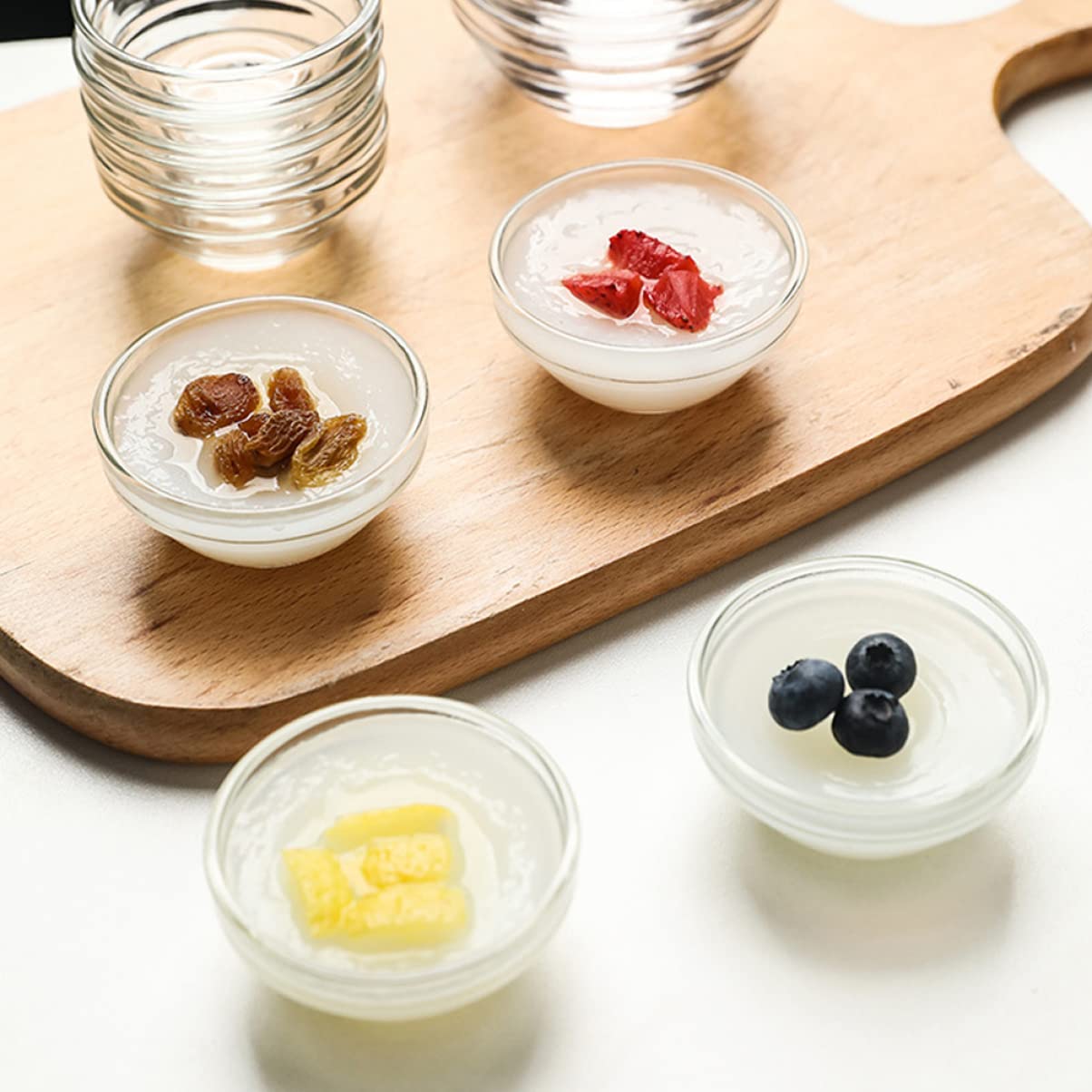 OUNONA 6stücke Kleine Runde Glas-schalen Glas-rührschüsseln -salatschüsseln Stapelbare Klarschüsseln Zum Servieren Von Speisen Wie Desserts Salaten Snacks Und Puddings