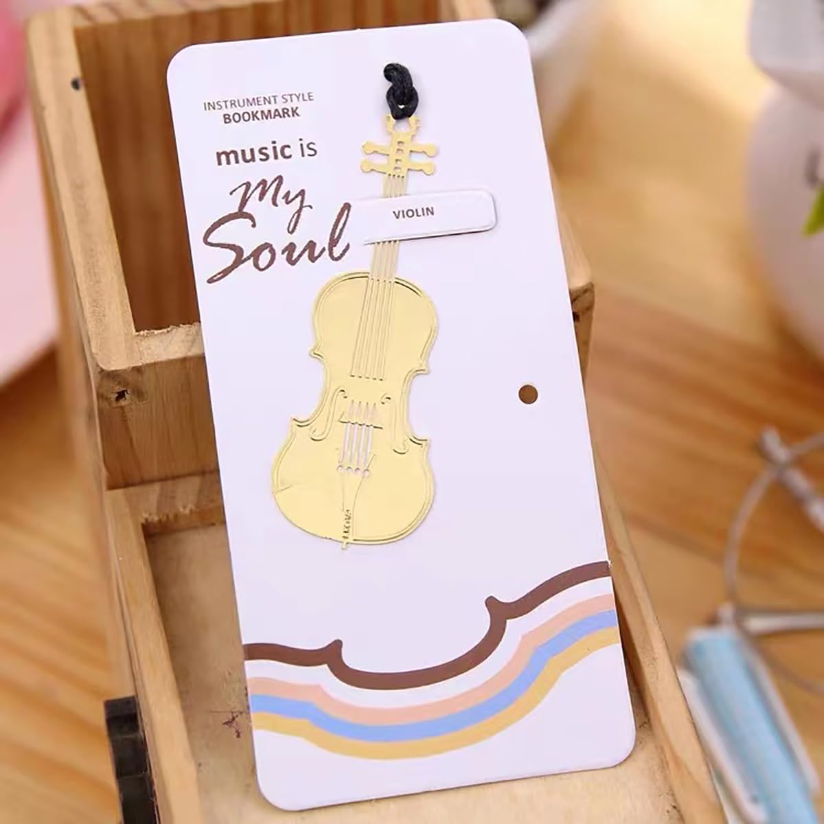 ZBJBinCH Musical Instrument Bookmark Gold Metal Bookmarks Exquisite Cute Bookmarks for Classical Instrument Lovers and Classical Music Lovers (6 Pcs) (Gold) - Image 2