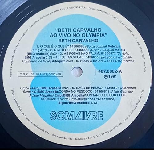 Beth Carvalho - Lp Ao Vivo no Olympia - 1991