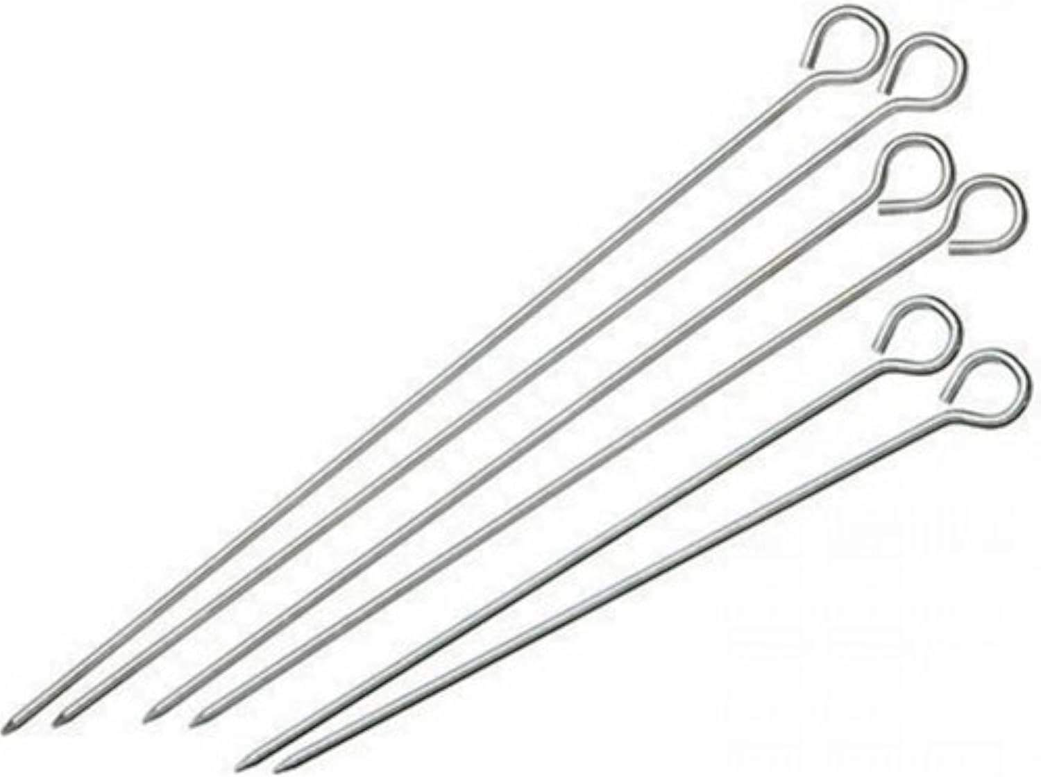Stainless Steel Barbeque Tandoor Tikka Kabab Metal Sticks Rods (12 Inch) / Skewers - Set of 6 | Tandoor Sticks for Frying, Grilling, Roasting