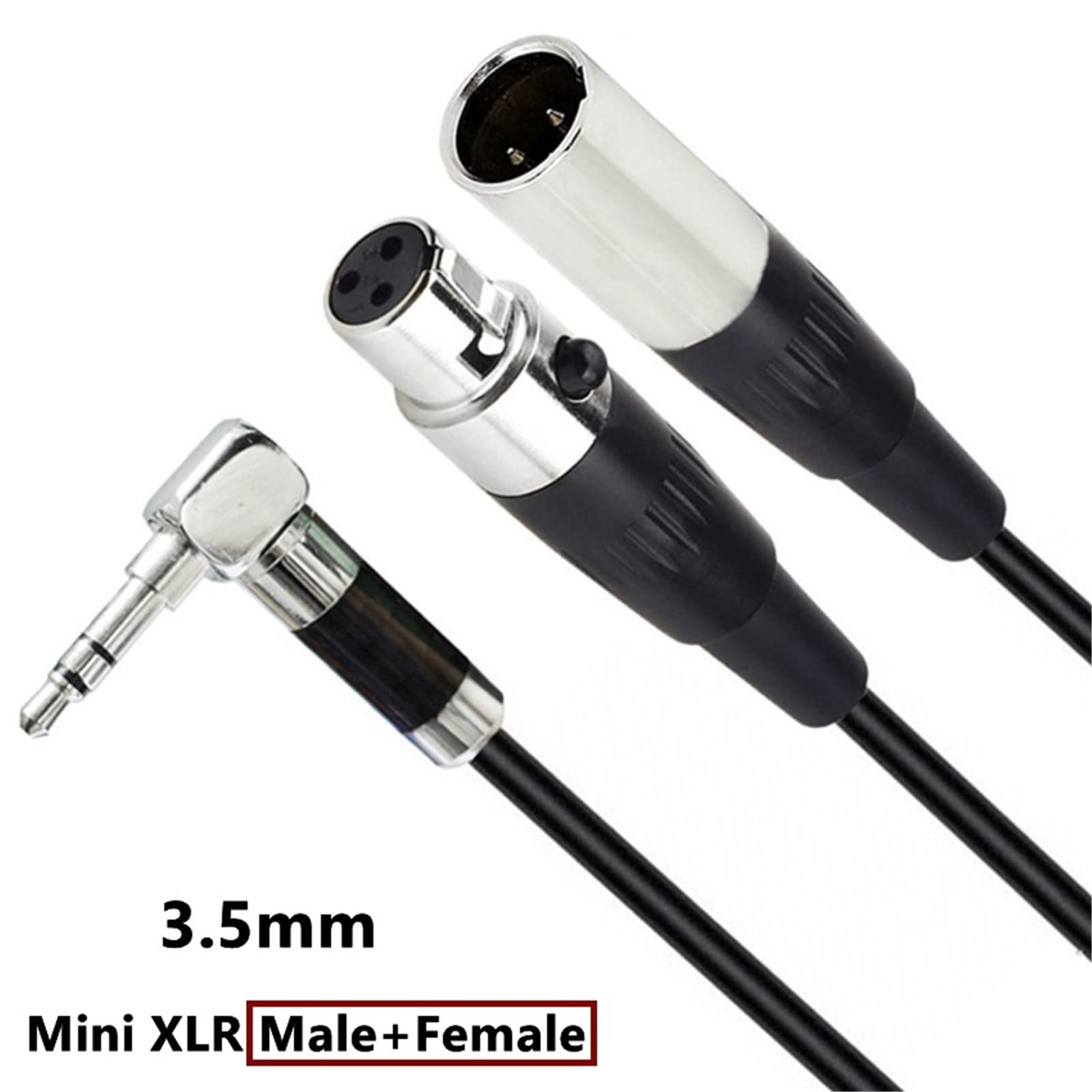 Podwójny mini 3-pinowy XLR męski żeński do 3,5 mm TRS męski kabel audio w kształcie litery Y kabel 0,5 m 1,8 m do lustrzanki mikrofonu do aparatu (3,5 mm do męskiego żeńskiego, 1,8 m)