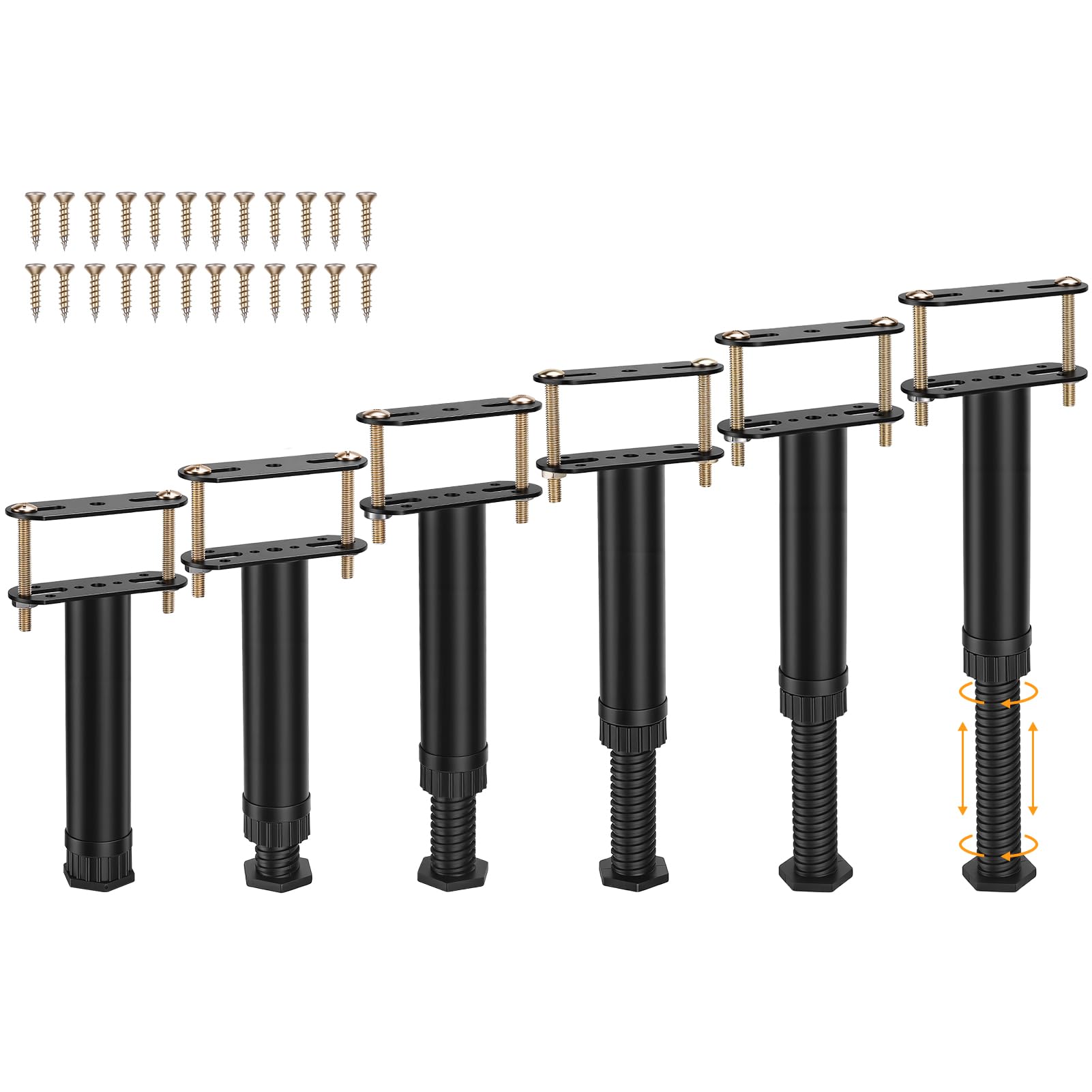 Pieds de support de lit de 18 à 32 cm à hauteur réglable avec anneau de blocage anti-vibration