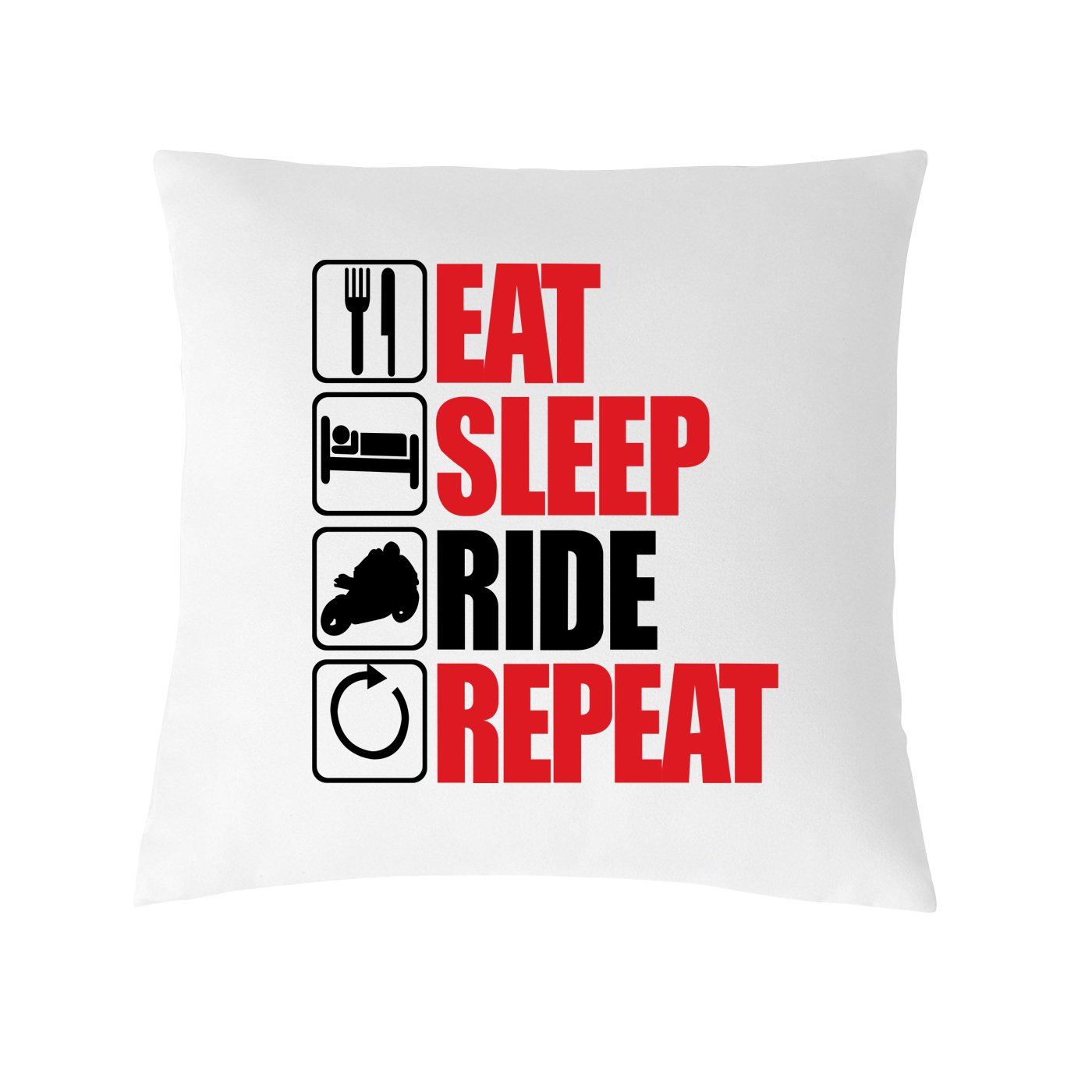 Eat Sleep Ride Theme Printed Cushion Cover (12x12 Inches)-image-9