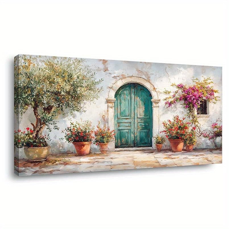 Toile peinte porte méditerranéenne AEFOUU 80x130cm tableau salon