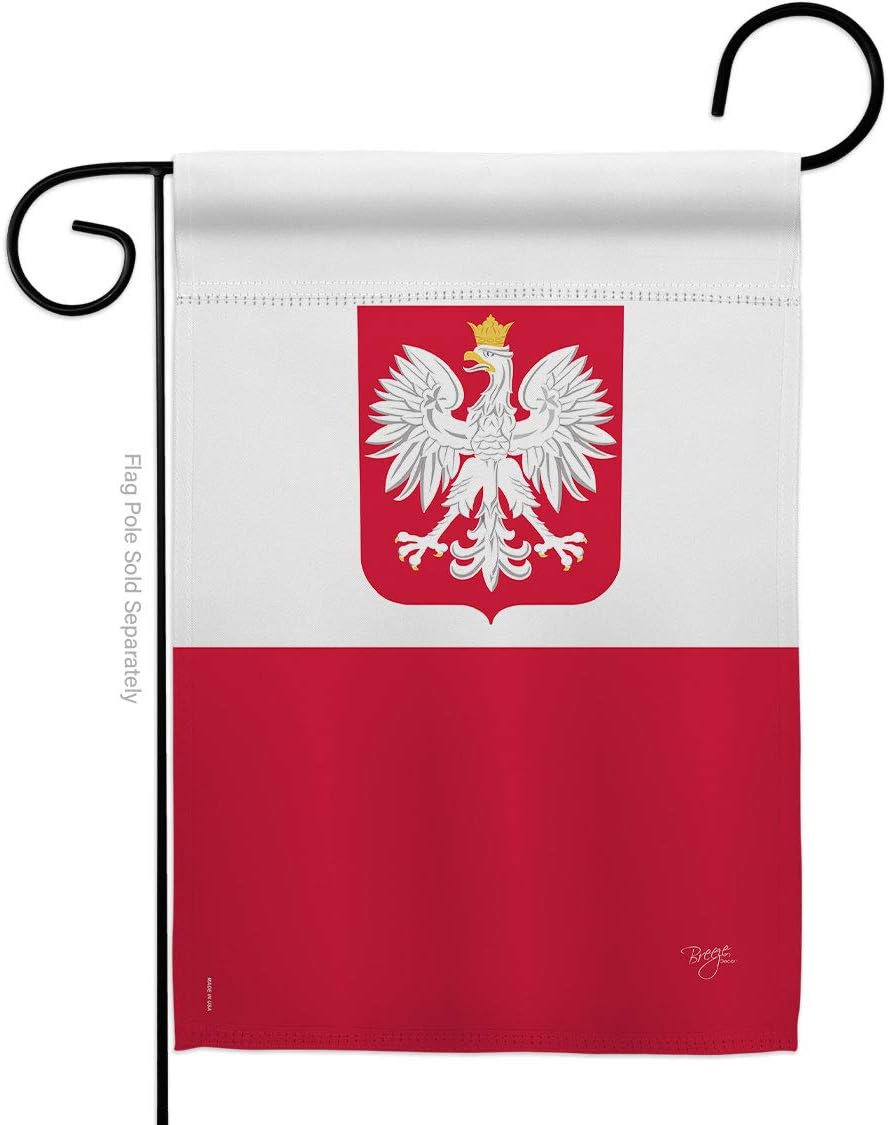 Breeze Decor Poland Garden Flag - Regional Nationality Nation International World Country Particular Area - House Decoration Banner Small Yard Gift Double-Sided Made in USA 13 X 18.5