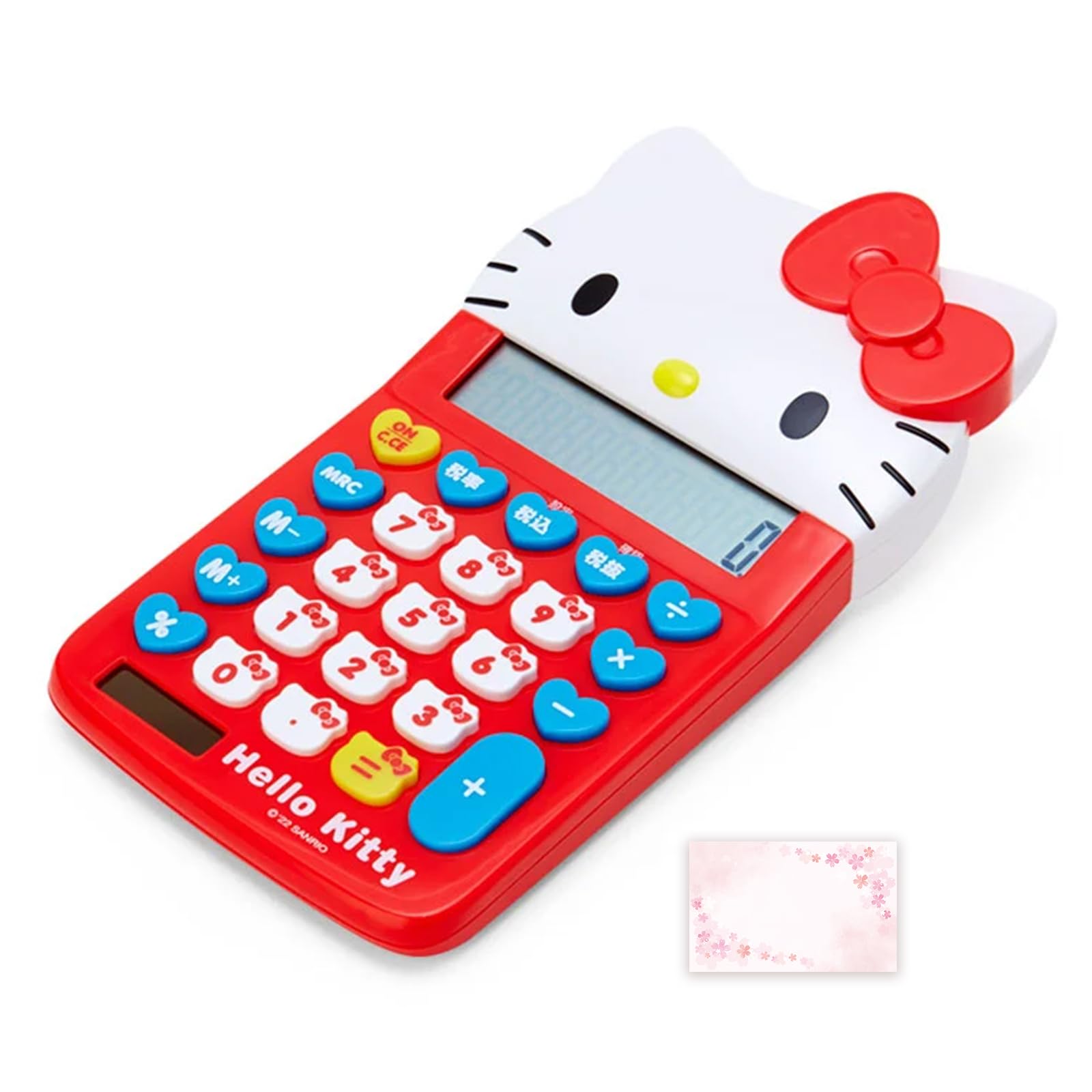 SanrioOriginal Face Shaped Calculator (Japan Import) - Includes Cherry Blossom Message Card (Kitty)