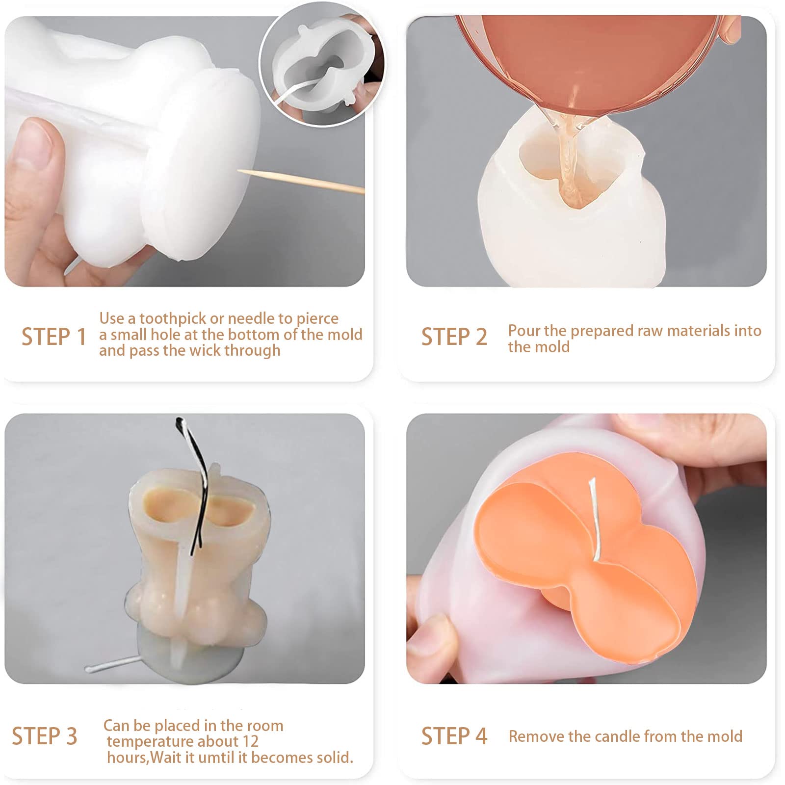 Moule En Silicone 3D Corps Humain Femme - VOANZO Moule Bougie, Gâteau Et Chocolat