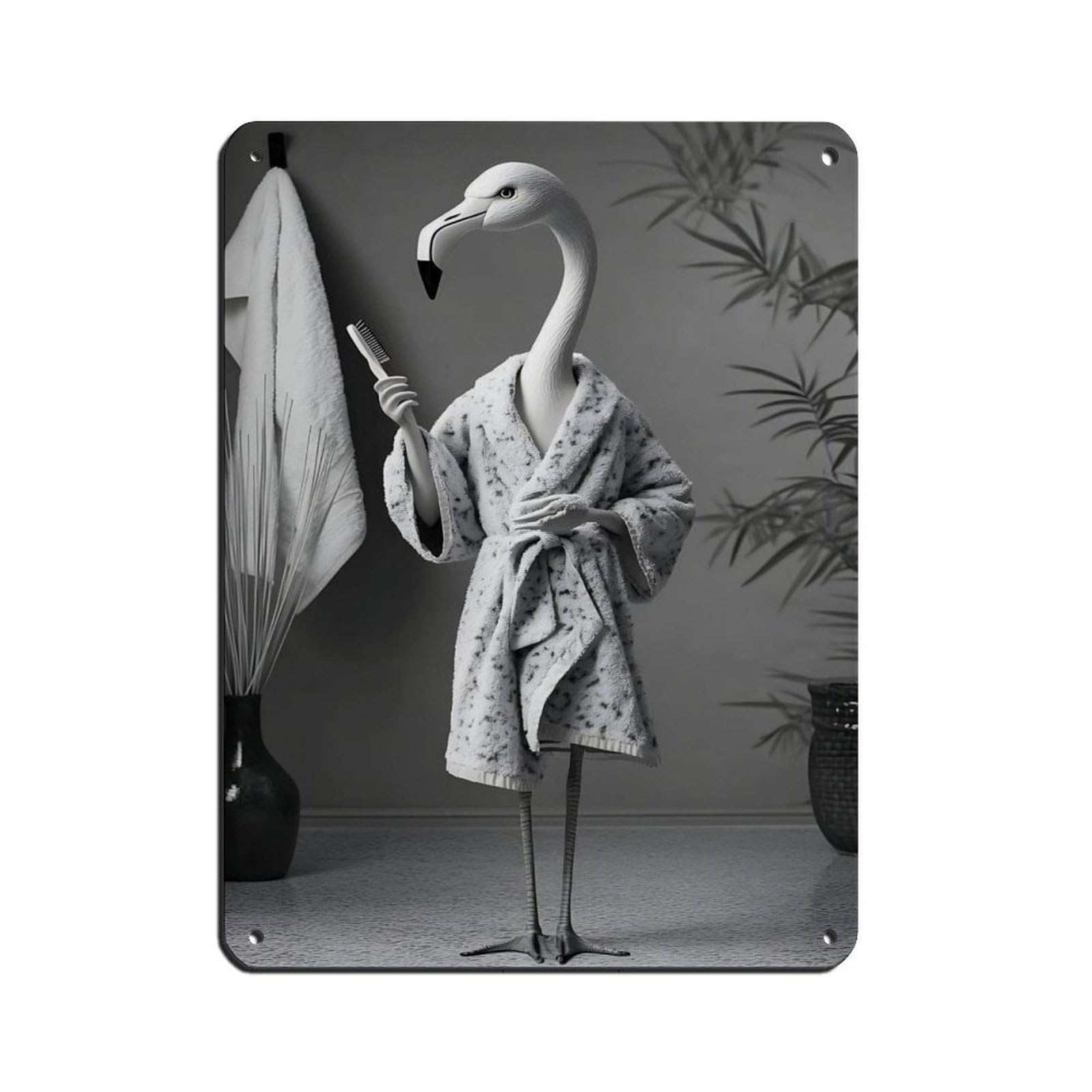 Flamingo, Bathroom Decor (2) Retro Poster Metal Tin Sign Chic Art Retro Iron Painting Bar People Cave Cafe Family Garage Poster Wall Decoration 12x16inch(30x40cm)