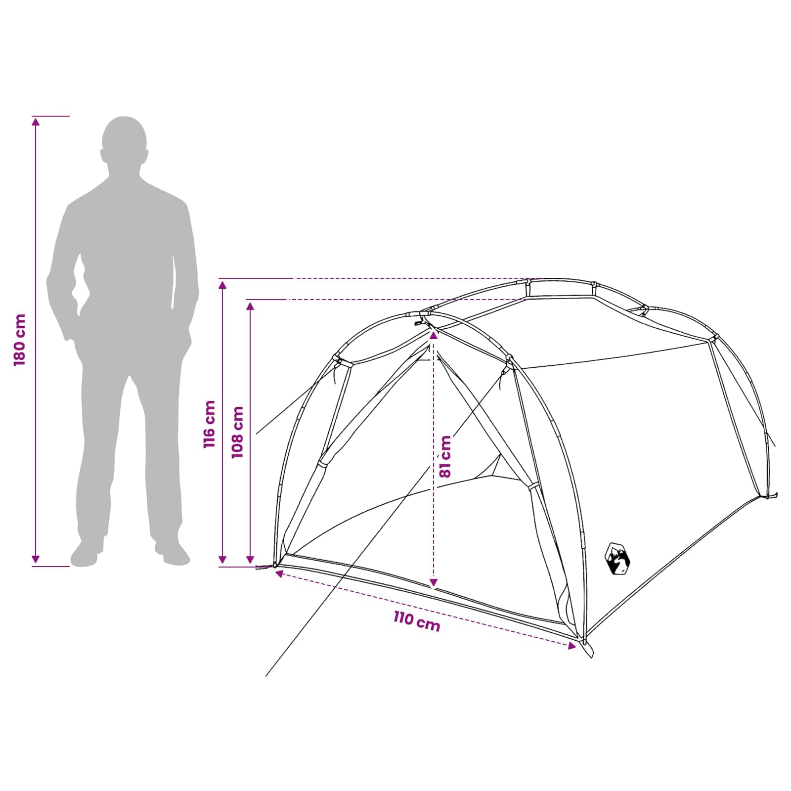 Mangloder Tunnelzelt Grün für Personen 185T Polyester mit PU-Beschichtung leicht und wasserdicht für Camping, Wandern, Trekking, Outdoor, Festival, Familien- oder Wurfzelt, kompakt, stabil
