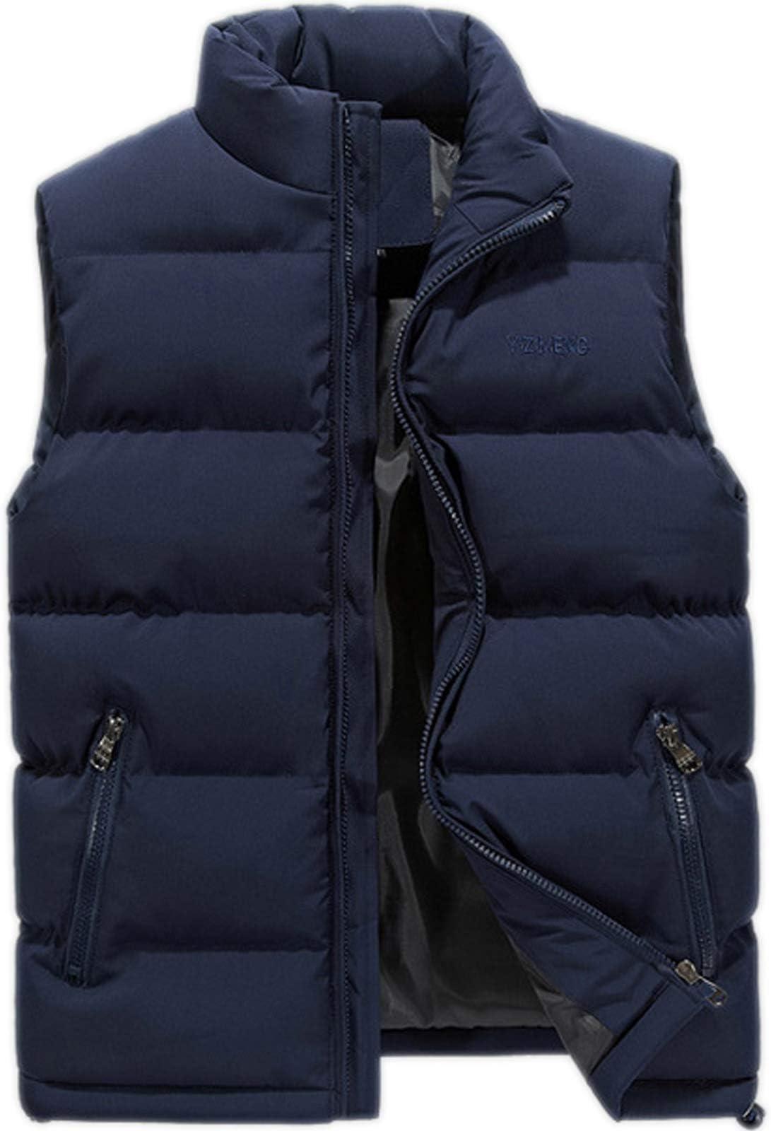 WIEAYUMEI Mens Down Gilet Zipper Pockets Winter Warmers Puffer Vest Zip Jackets Lightweight Hiking Coats Outwear