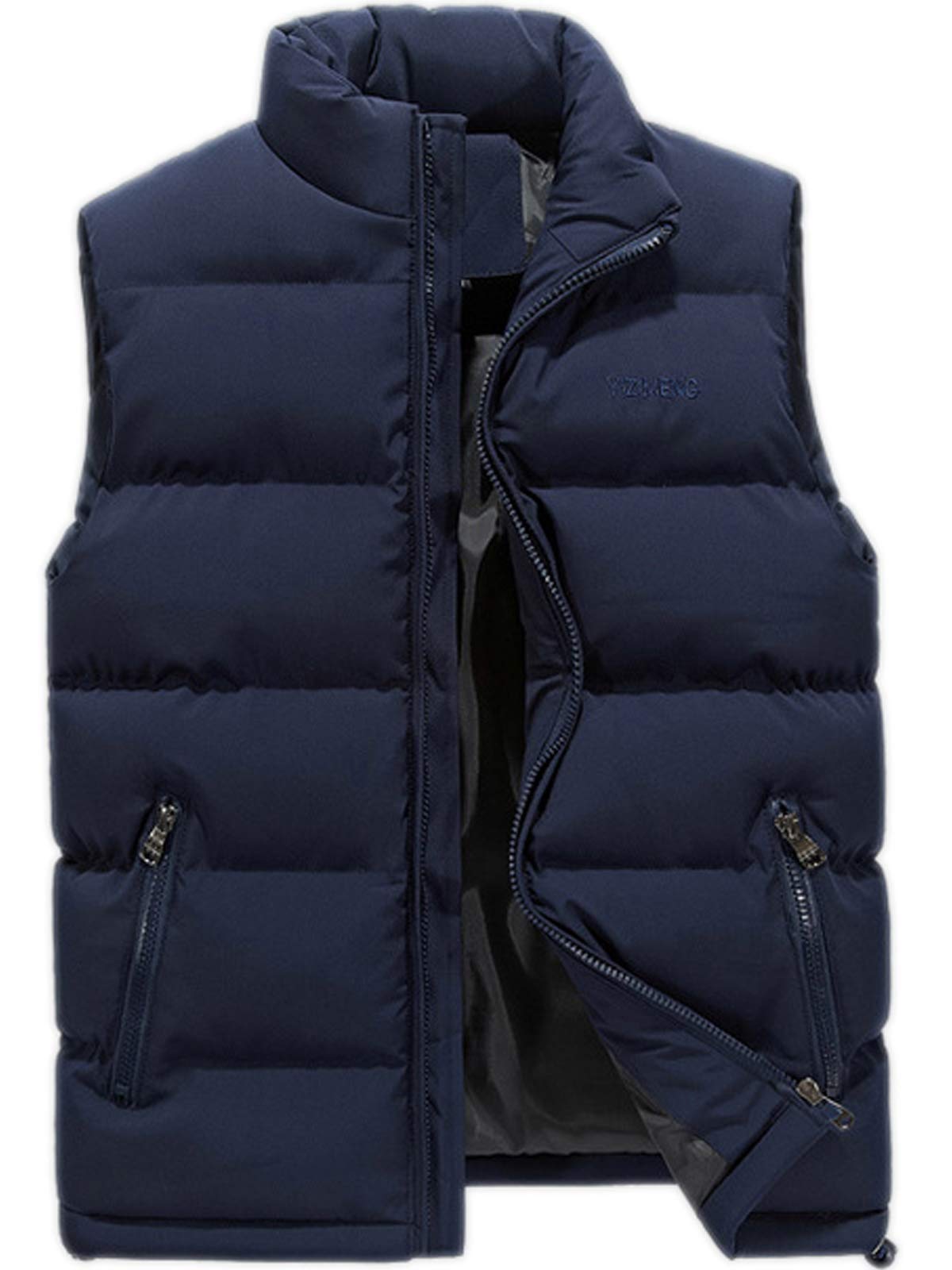 WIEAYUMEI Mens Down Gilet Zipper Pockets Winter Warmers Puffer Vest Zip Jackets Lightweight Hiking Coats Outwear