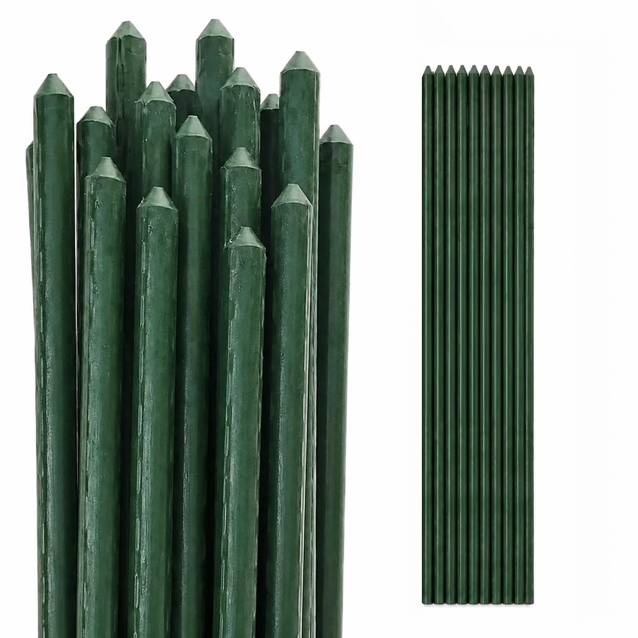 1.5m PVC-Coated Plant Support Poles, 11mm Thick – Rust-Resistant Garden Stakes for Climbing Plants, Tomatoes, Beans, Roses & Vegetables. Durable Green Plant Supports for Indoor & Outdoor Use (10 Pack)