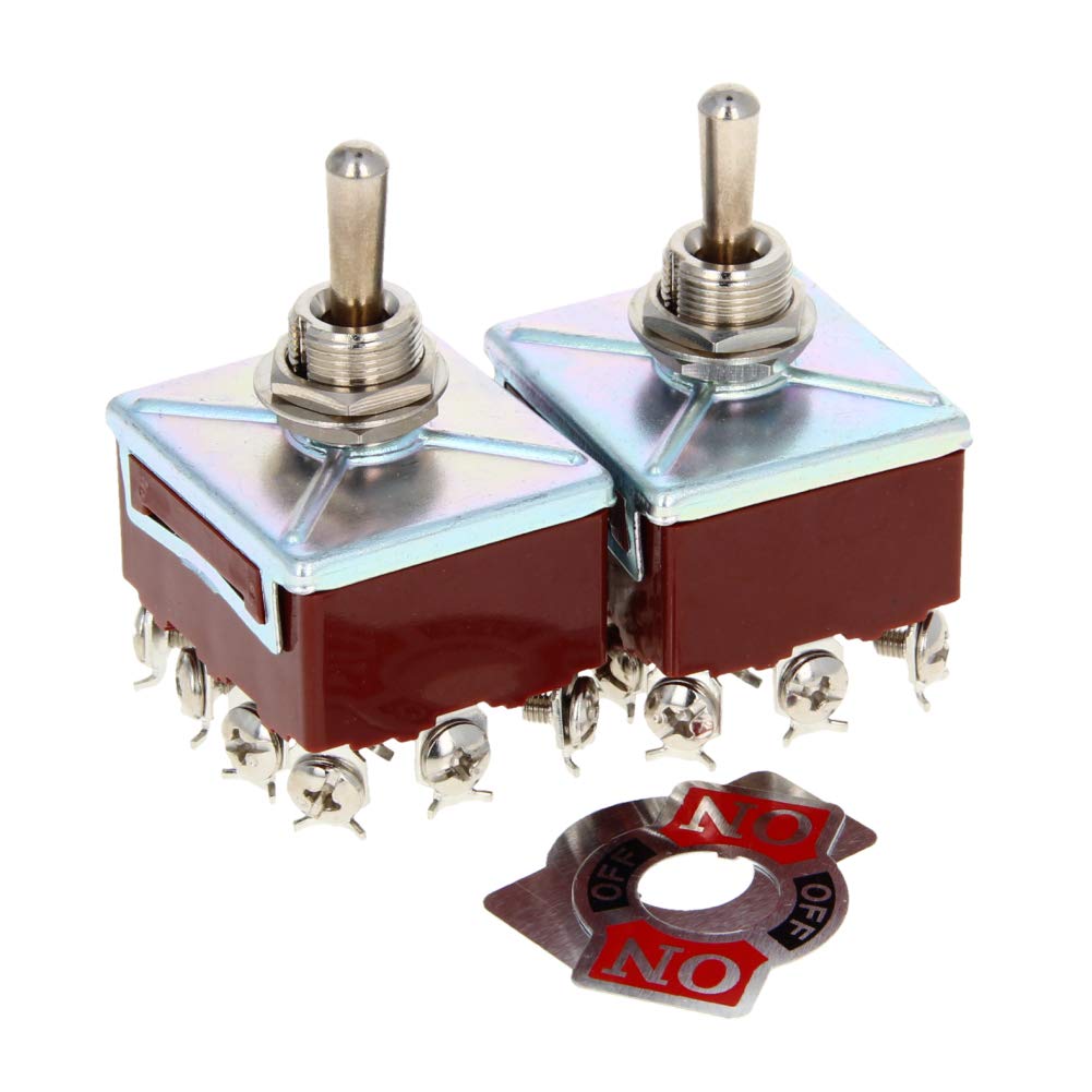 Fielect 5Pcs Toggle Switch ON-Off-ON 12 Pin 3 Position Switch 15A 250V Heavy Duty Rocker Toggle Switch