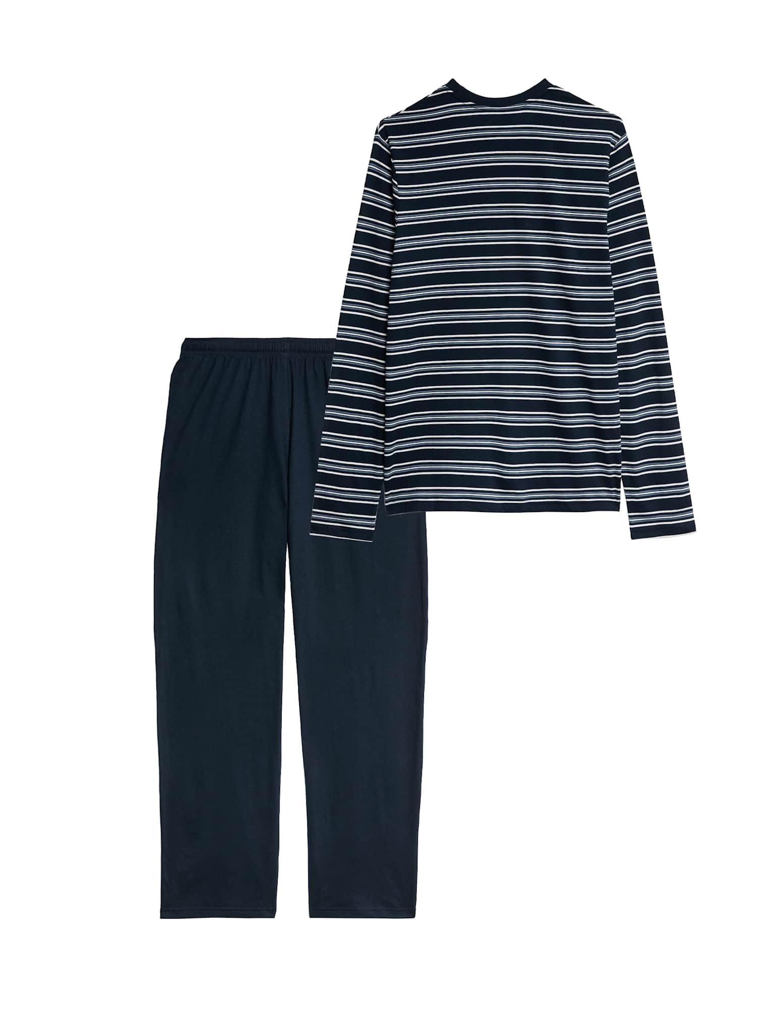 Marks & Spencer Pijama de Rayas de Algodón Puro para Hombre, Ajuste Normal, Cintura con Cordón, con Bolsillos
