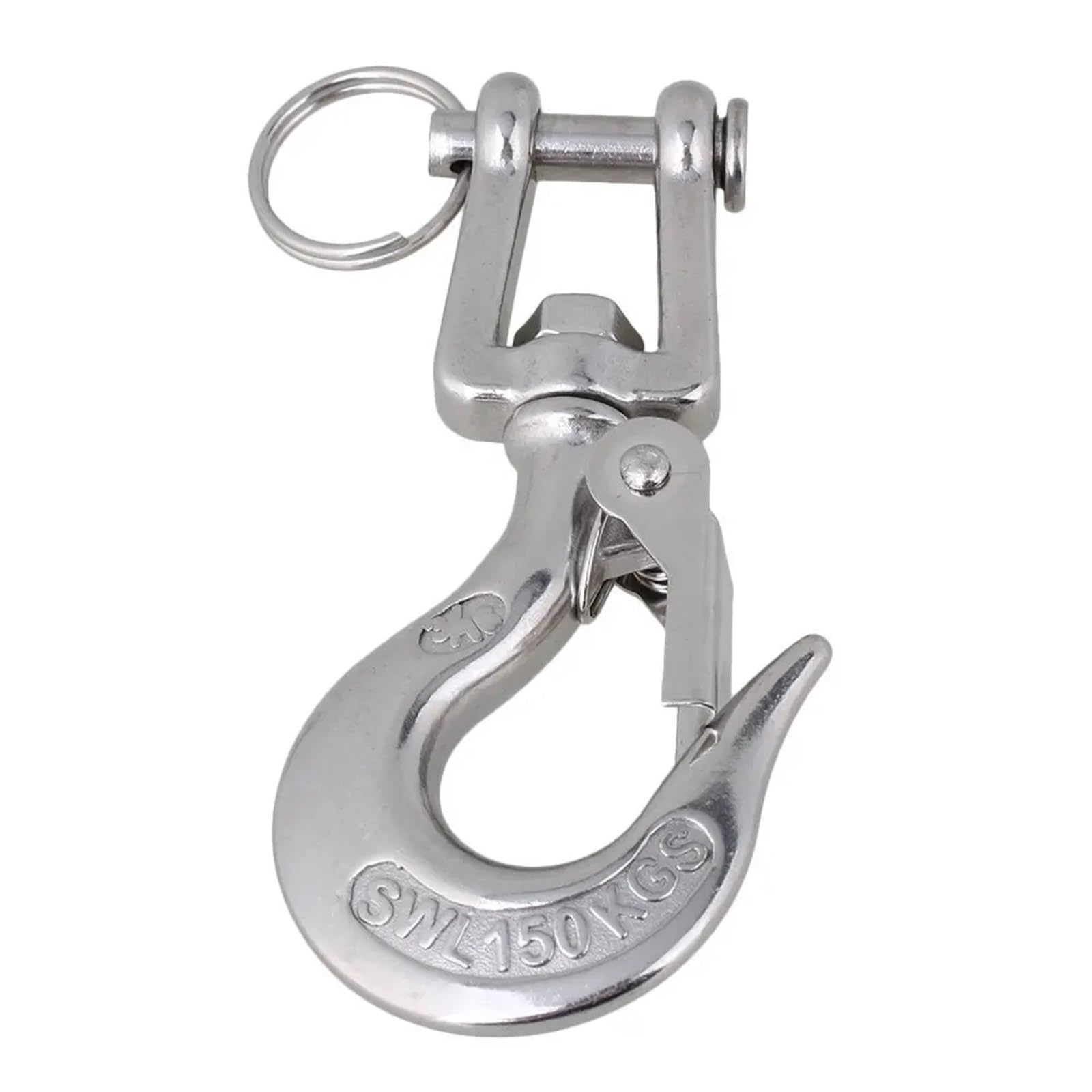 Sdgbcxd 650Kg 1Pc 304 Stainless Steel Self Locking Heavy Duty Swivel Eye Lifting Hook Rigging Load(650Kg)