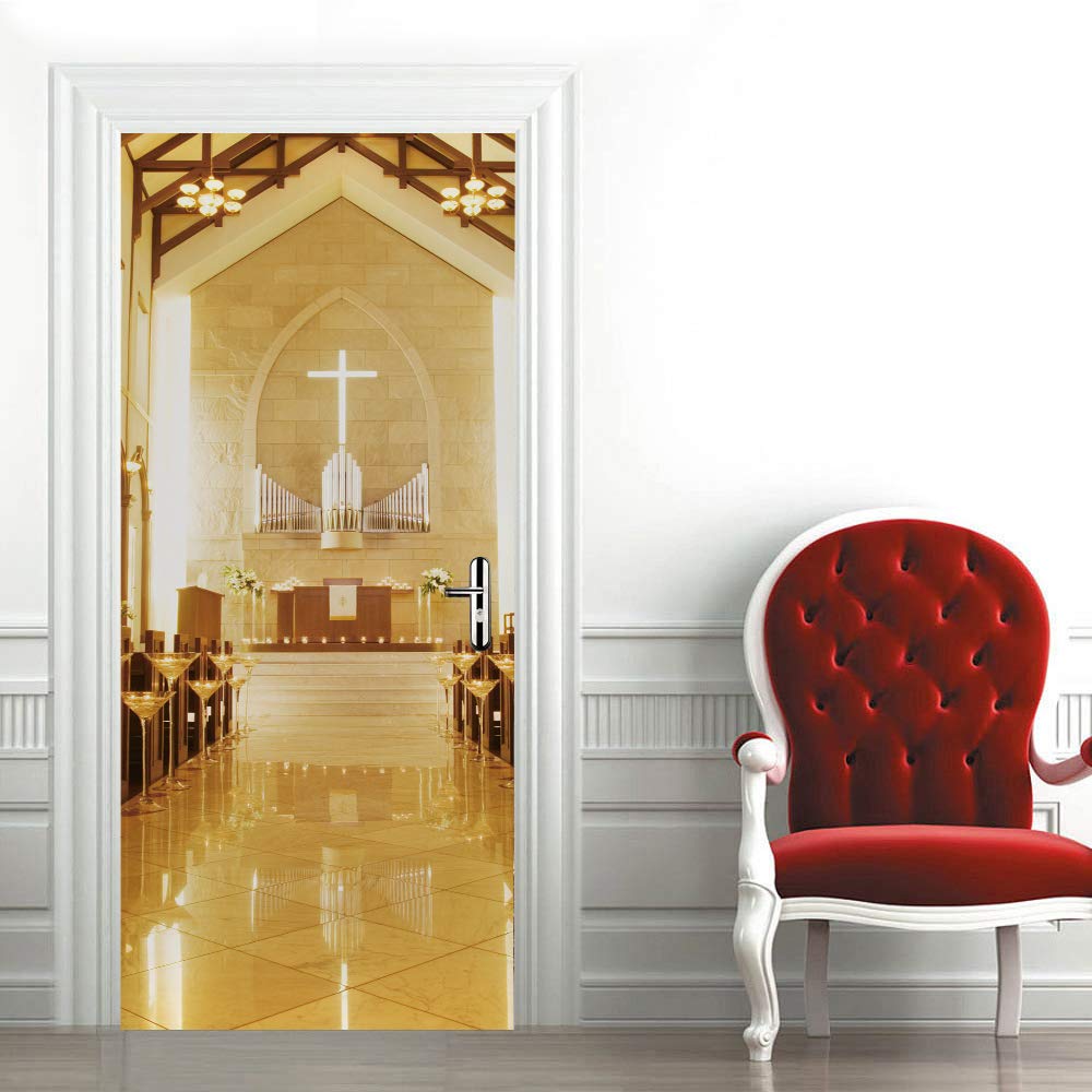 Sticker photo chambre et salle de bain effet trompe l'oeil église pour espace zen
