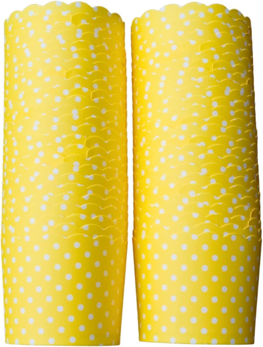 SMARTBUYER 25-Pack Paper Baking Cups, Greaseproof Disposable Cupcake Muffin Liners (Large, Yellow Polka Dots)