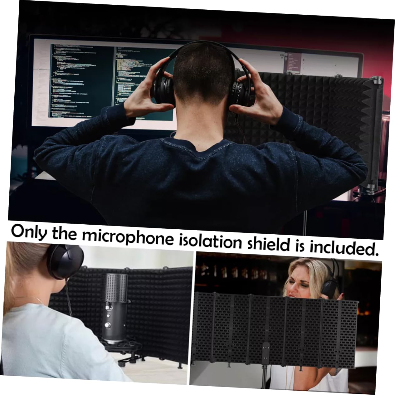 DOITOOL Protector de Aislamiento para Micrófono Plegable para Grabaciones Estudio o Uso de Escritorio Incluye Adaptador