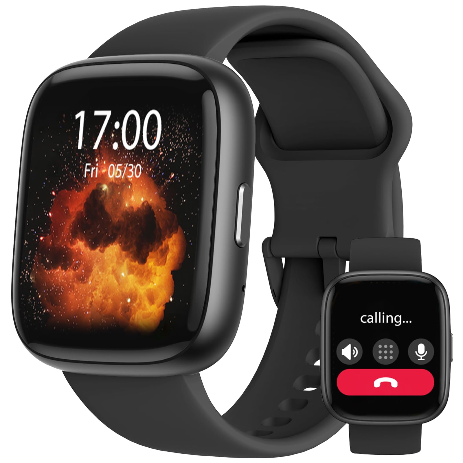 Reloj Inteligente Hombre Mujer, 1.83"HD Smartwatch con Llamadas Bluetooth, 100 Deportivos Modos Smart Watch con Podómetro, Pulsómetro Monitor de Sueño, IP68 Pulsera Actividad para Android iOS Negro
