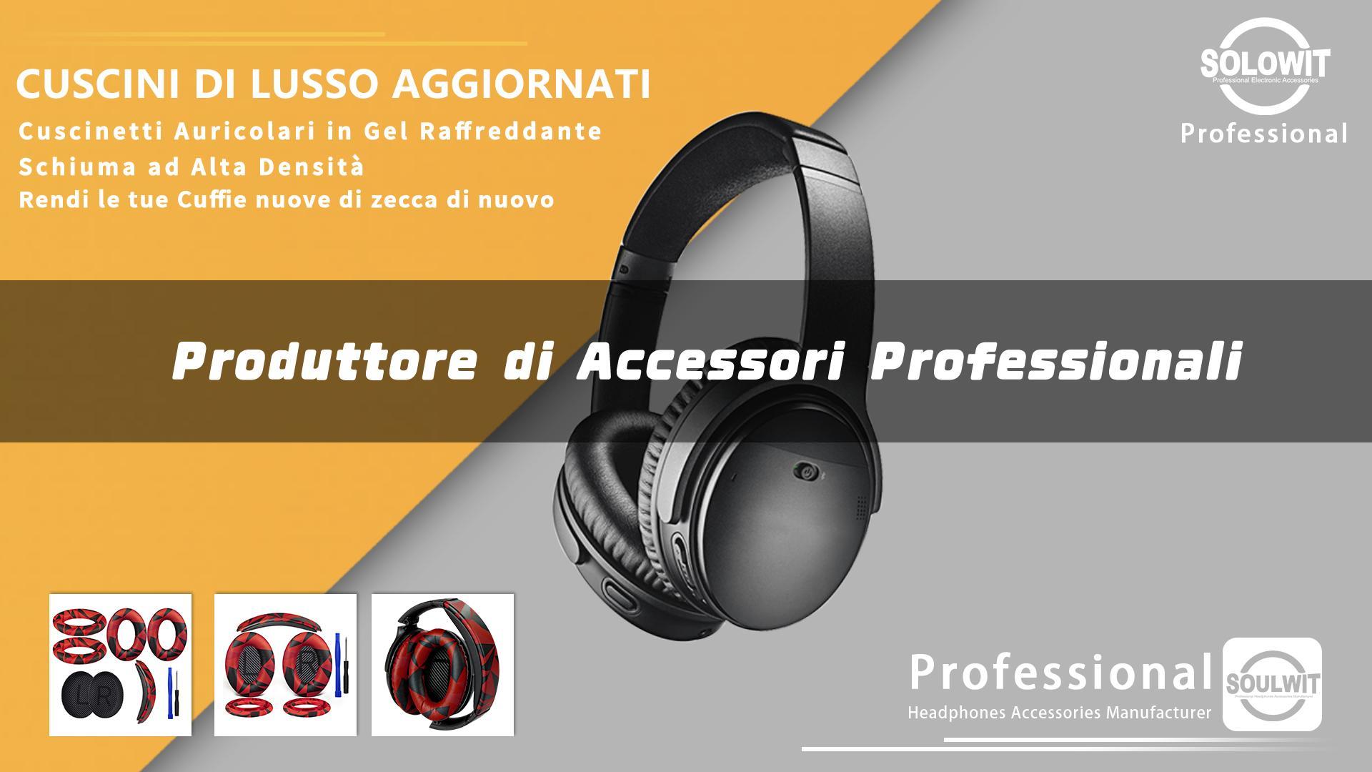 Kit Ricambio Per Cuffie Bose QC35 - Cuscinetti, Fascia E Protezioni In Silicone, Nero