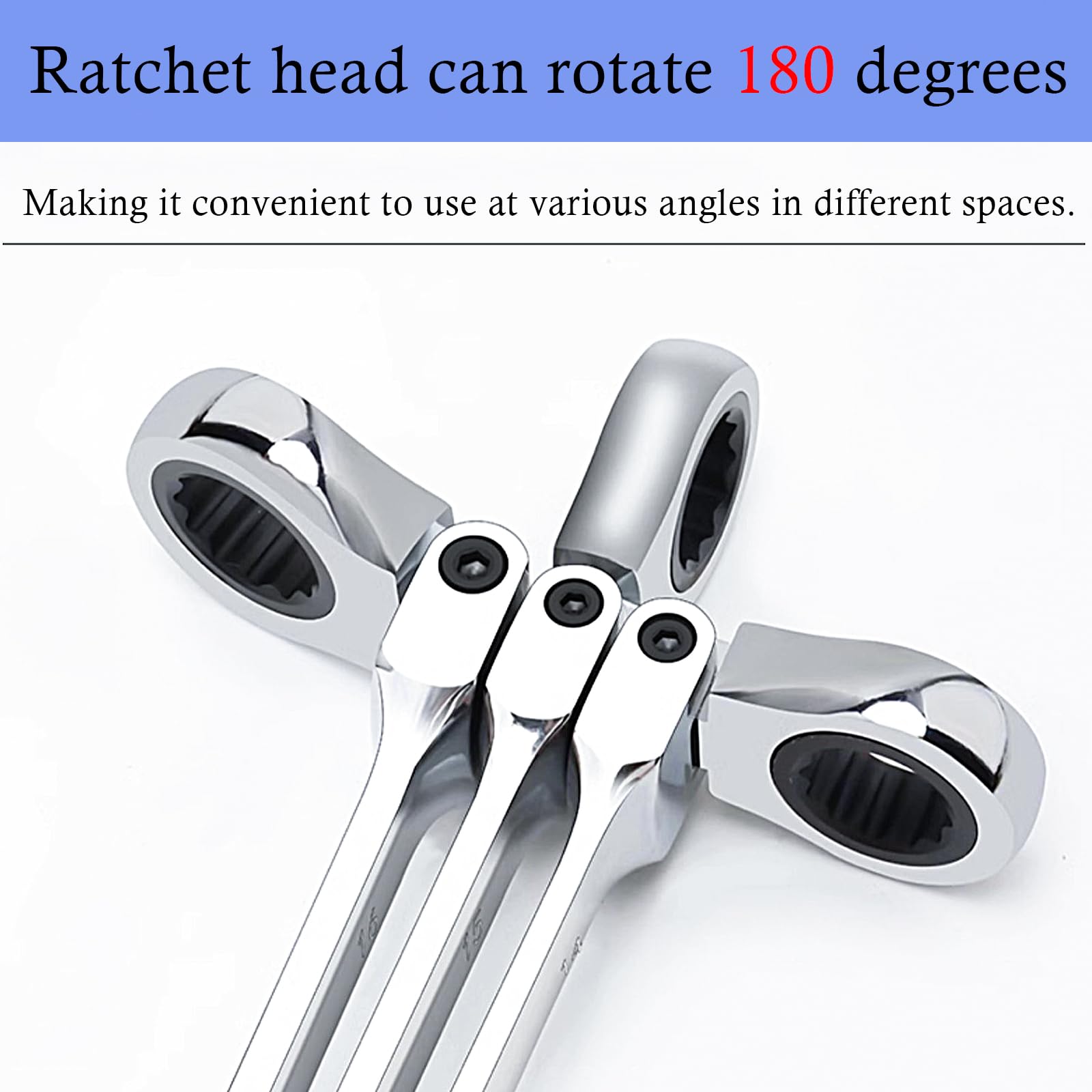 Navegando Ratchet Spanner 10mm Flexible Head Gear Ratcheting Wrench with 180 Degree Adjustable Joint,Durable Wrench Tool - Image 3