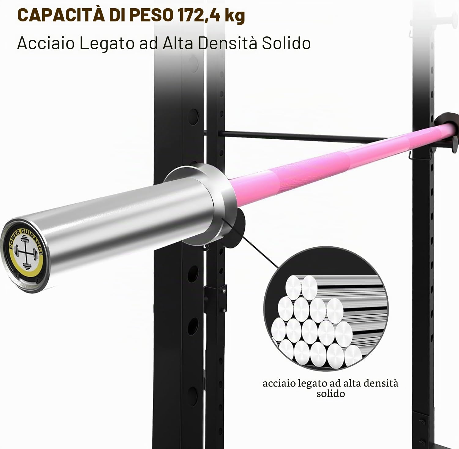 POWER GUIDANCE Bilanciere olimpico, bilanciere per sollevamento, anche, squat, aste universali cromate da 10 kg, 1,2 m