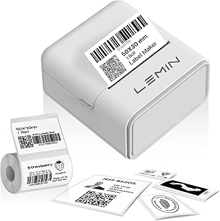 Label Maker - Mini Thermal Barcode Label Maker, Bluetooth Portable Label Maker Machine Qr Code 2 Inch 50mm Label Printer for Office, Home, Small Business, Compatible with Android iOS (White)