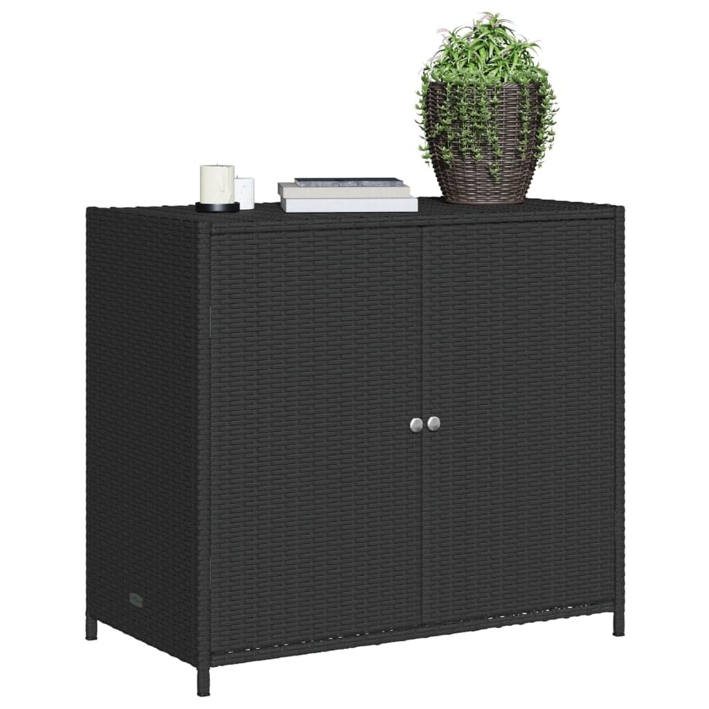 Armadietto Giardino Polyrattan Nero 83x45x76cm - Mobile Esterno Per Terrazzo - Foto 5