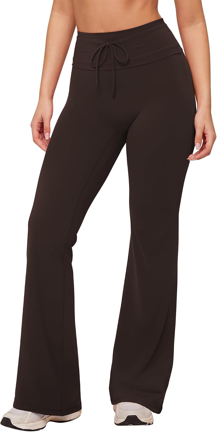 OMKAGI No Front Seam Flare Leggings for Women High Waisted Flare Yoga Pants