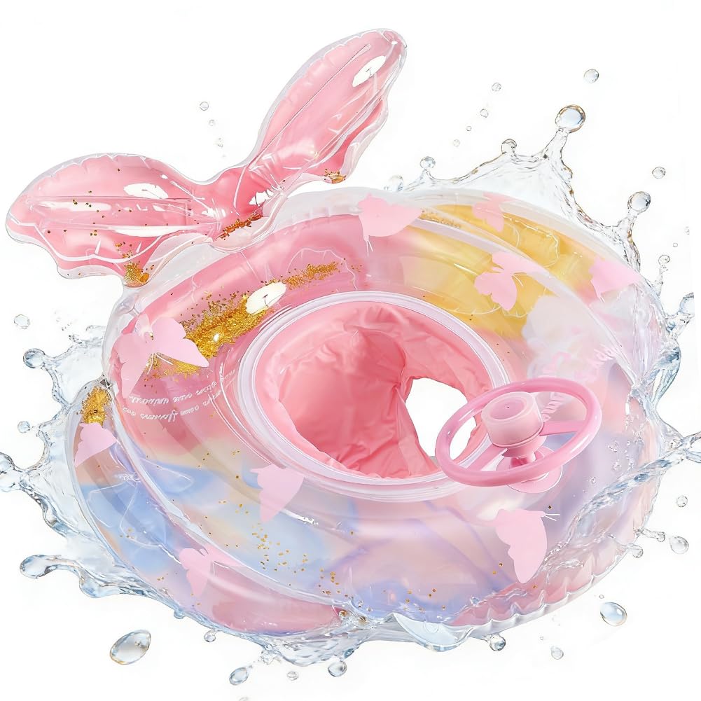 Mermaid Swimming Float with Safety Seat, Inflatable Pool Float, Bright Color Swimming Ring for Beach, Pool, Bathtub, Fun Water Toy Accessories, 1-4 Year Old