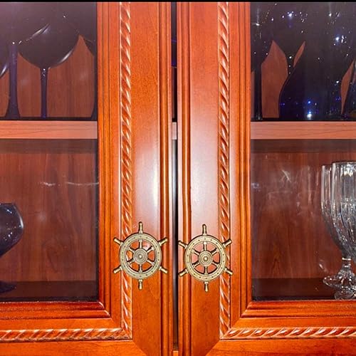 Miniatura 3 de Paquete de 8 pomos retro náuticos de timón para gabinete, cajón, armario, muebles, puerta, manijas de un solo agujero