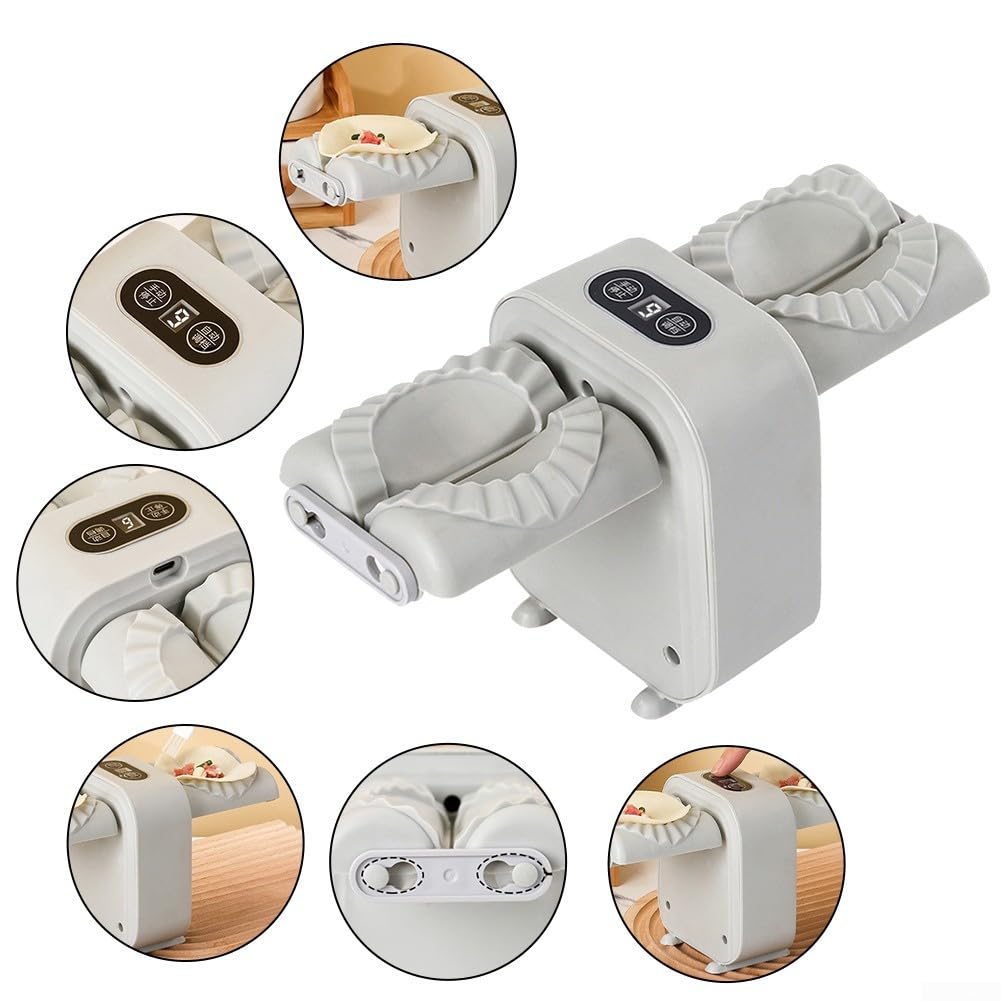 DAZZLEEX Macchina elettrica completamente automatica per raviolo da 1000 mAh, facile da usare, per ravioli sigillati (grigio)
