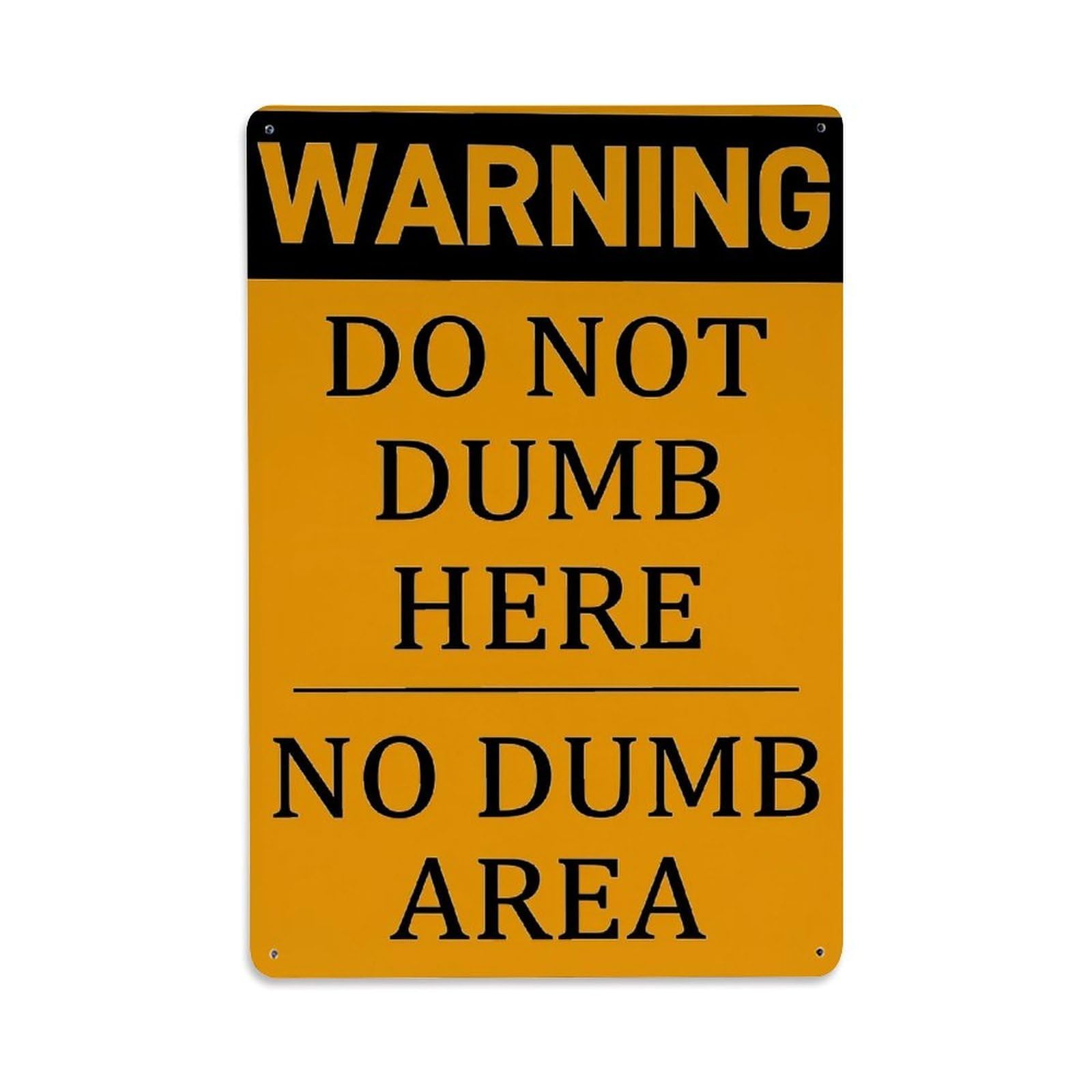 Warning Do Not Dumb Here Retro Metal Tin Sign, Vintage Metal Poster for home, Gaming Room, Studio Workshop,Bar,Garage Wall Art Decor 8x12 Inch