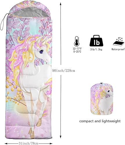 Miniatura 3 de CVHOUSE Saco de dormir para camping, 3 estaciones, clima cálido y fresco, ligero, saco de dormir impermeable para adultos y niños, viajes y al aire