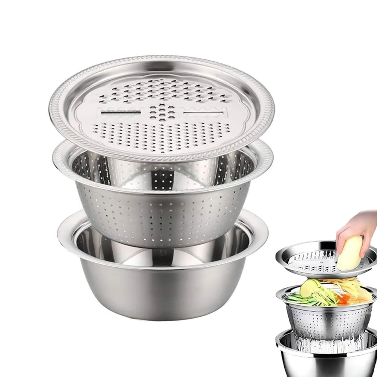 Lot de 3 râpes en acier inoxydable - Lavabo multifonction avec 5 bords rabotés - Évier pour fromage, fruits, légumes - Indispensable pour la cuisine
