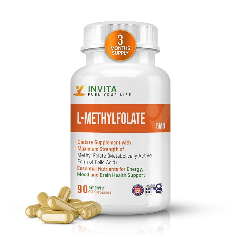INVITA Suplemento de L-metilfolato 5 mg, 90 cápsulas