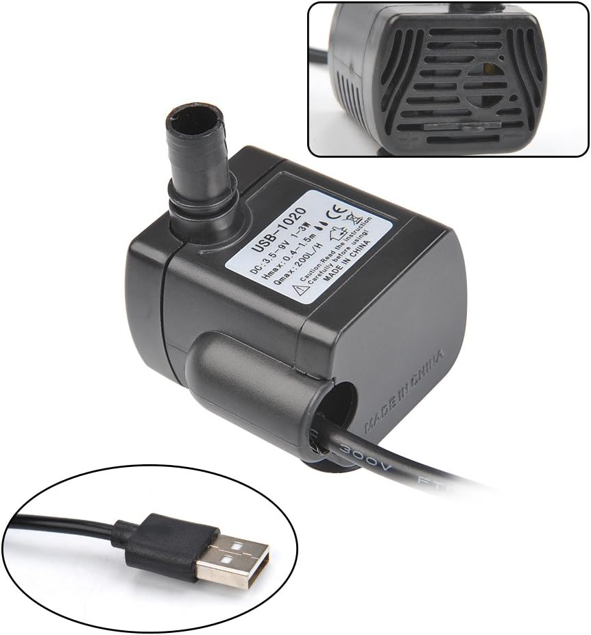 ATPWONZ Mini USB Pump 200L/H Submersible Water Pumping for Aquarium Fish Fountain Garden House Water Hydroponic DC 3.5-9V 1-3W