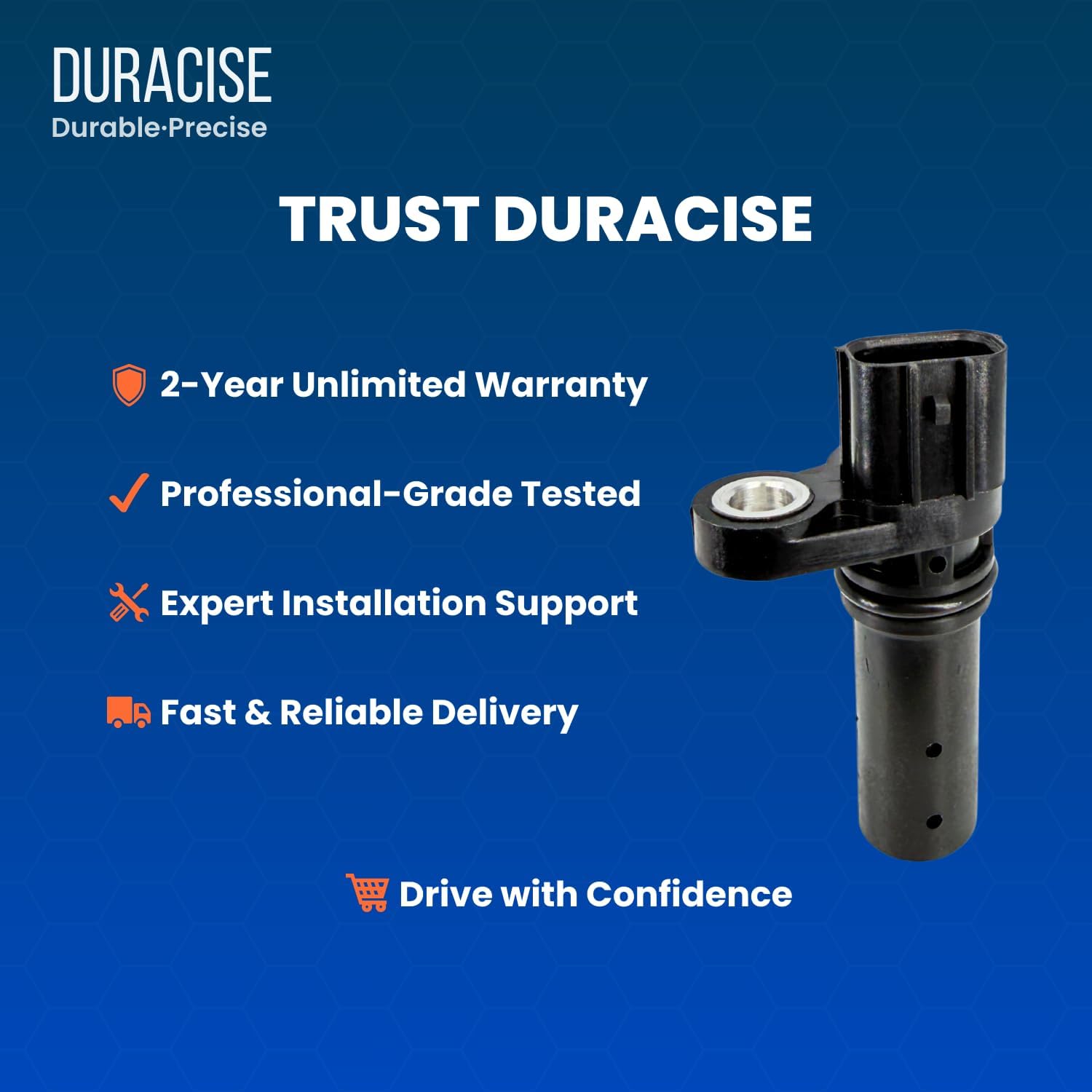 DURACISE Crankshaft Position Sensor Fits 2003-2007 Honda Accord 2.4L, 2006-2011 Civic 1.8L, 2003-2011 Element 2.4L, 2006-2008 Fit 1.5L & 2007-2013 Acura RDX 3.5L, 2004-2008 TSX 2.4L, OEM 37500-RAA-A01