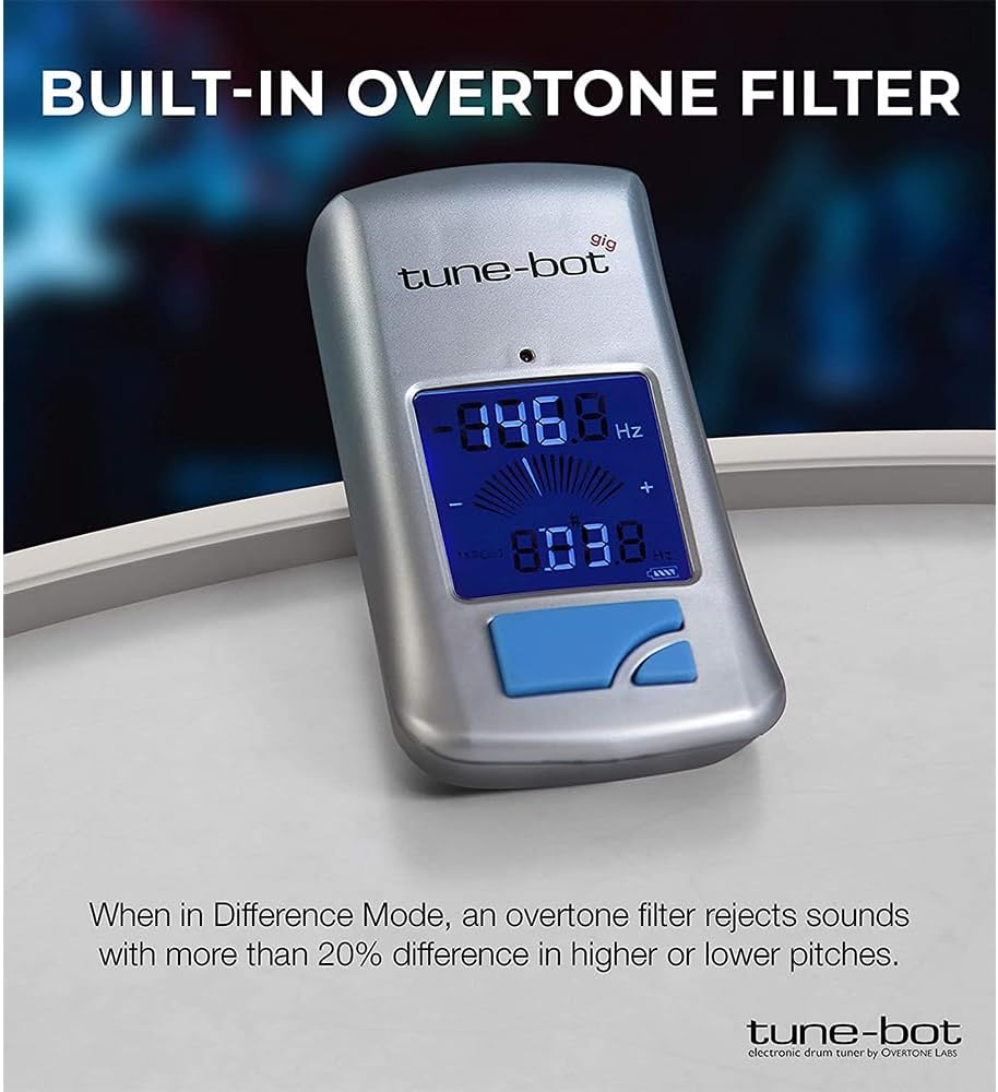Tune-Bot Gig Clip-On Digital Drum Tuner with Backlit LCD Display for Acoustic Drums Bundle with Watson AAA NiMH Batteries and AA-C4H 4-Hour Rapid Charger