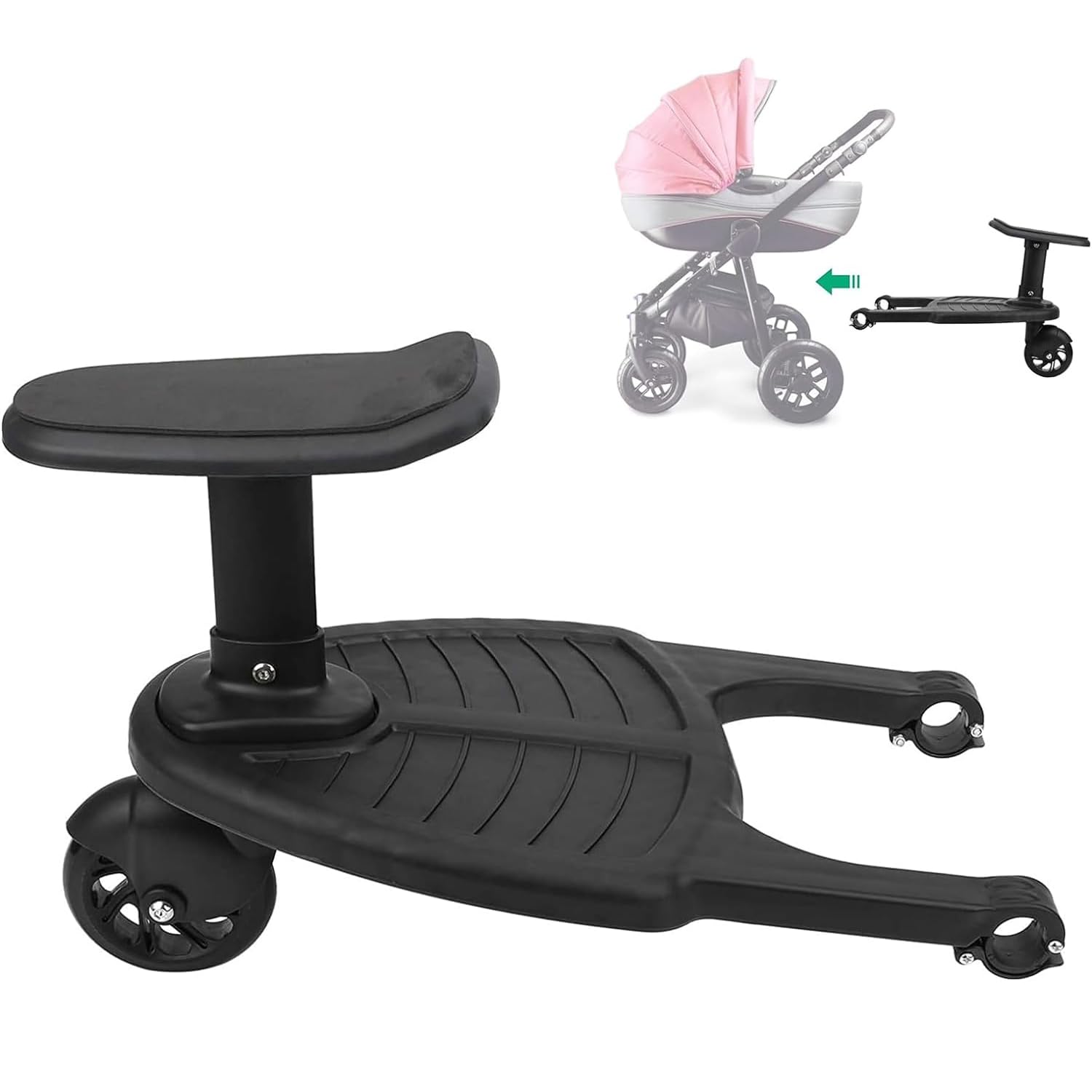 Joyzzz Stroller Board Pedal, 2 in1 Universal Stroller Board With Seat, Stroller Auxiliary Pedal, Adjustable Buggy Board, Children Standing Plate Sitting Seat Stroller Accessory