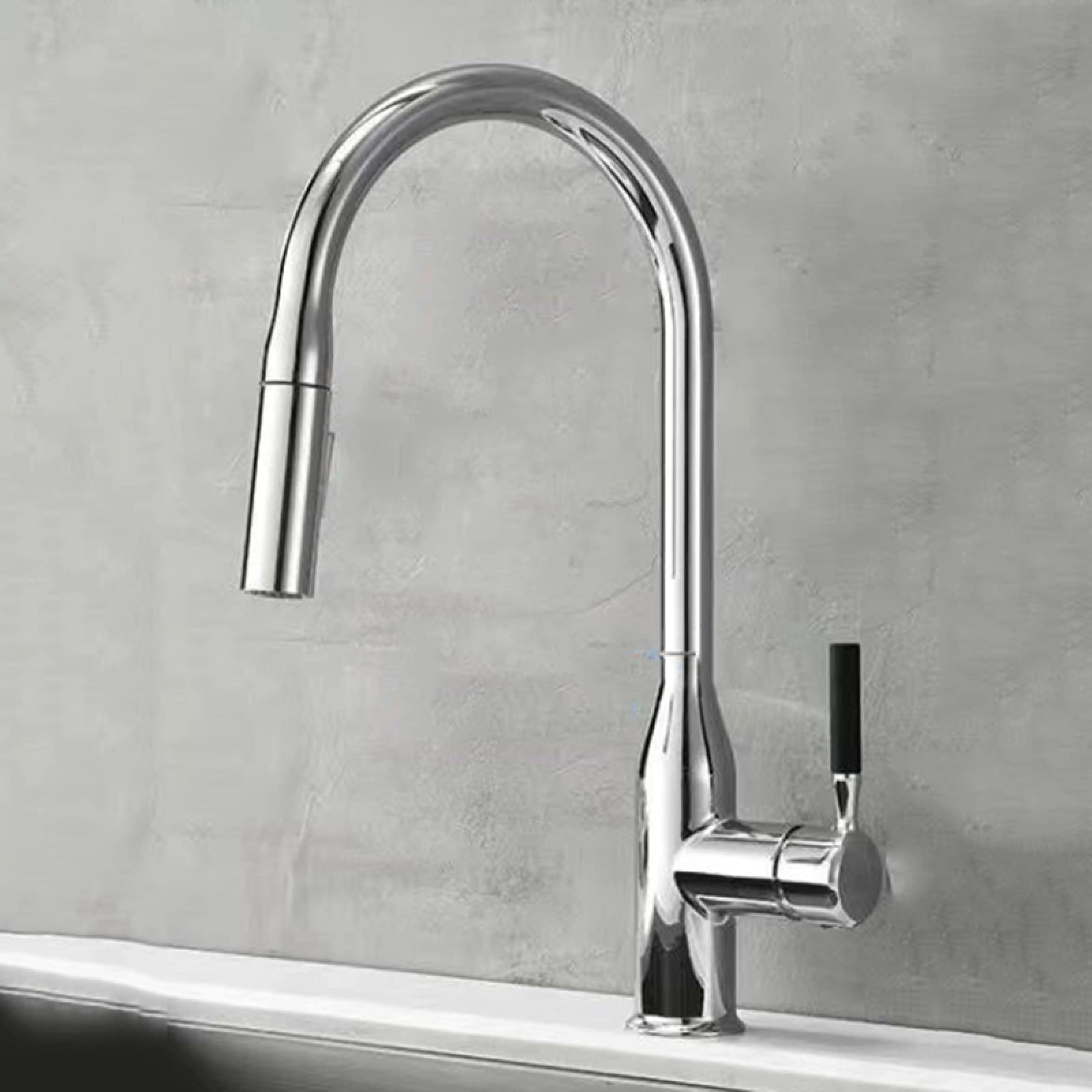 Robinet de bassin d'eau froide et chaude vintage noir haut pour salle de bain