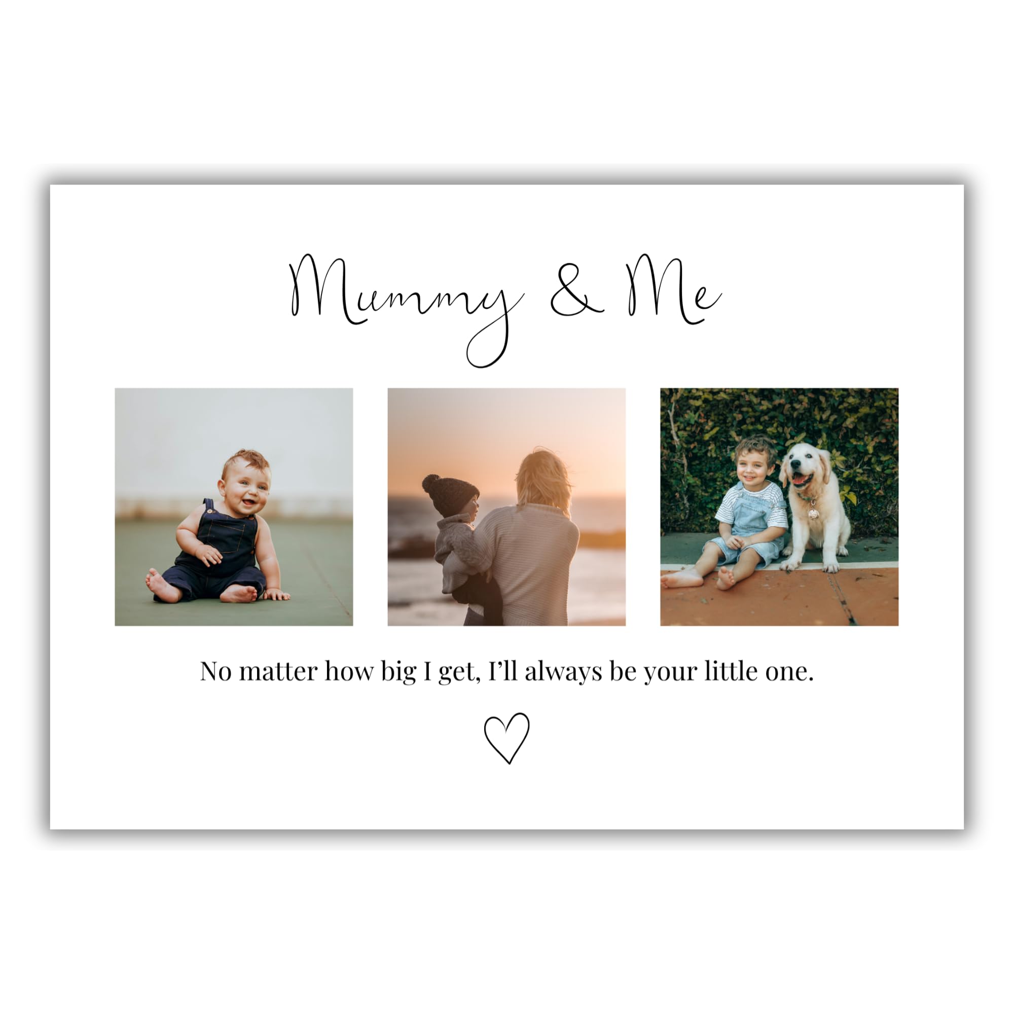 PosterLyte Personalised Mummy & Me Photo Print Custom 3 Picture Collage Gift Birthday Mother’s Day Unframed Wall Art (6x4, 5x7, 8x10, A4, A3, A3+)