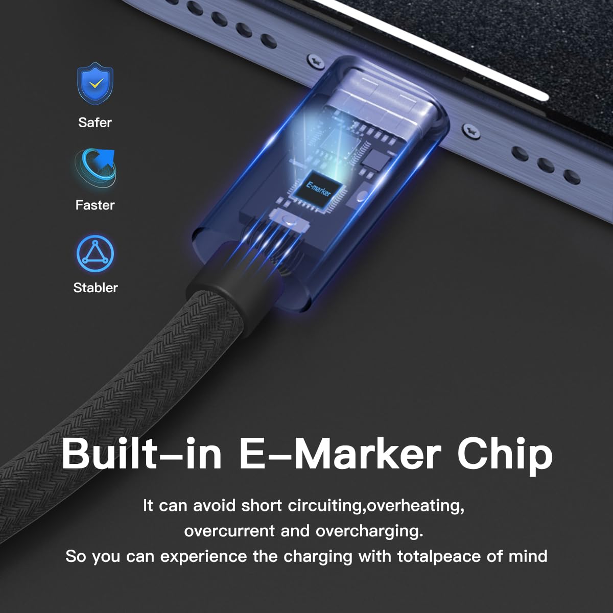 MALOM USB 3.2 Gen 2, 240W, USB C auf USB C Kabel, Schnellladung für MacBook Pro/Air, iPad Pro, iPhone 15 Pro Max, Galaxy S24/S23, Steam Deck, 20Gbps Datenübertragung, 4K-Videoausgang (Schwarz, 10 m)