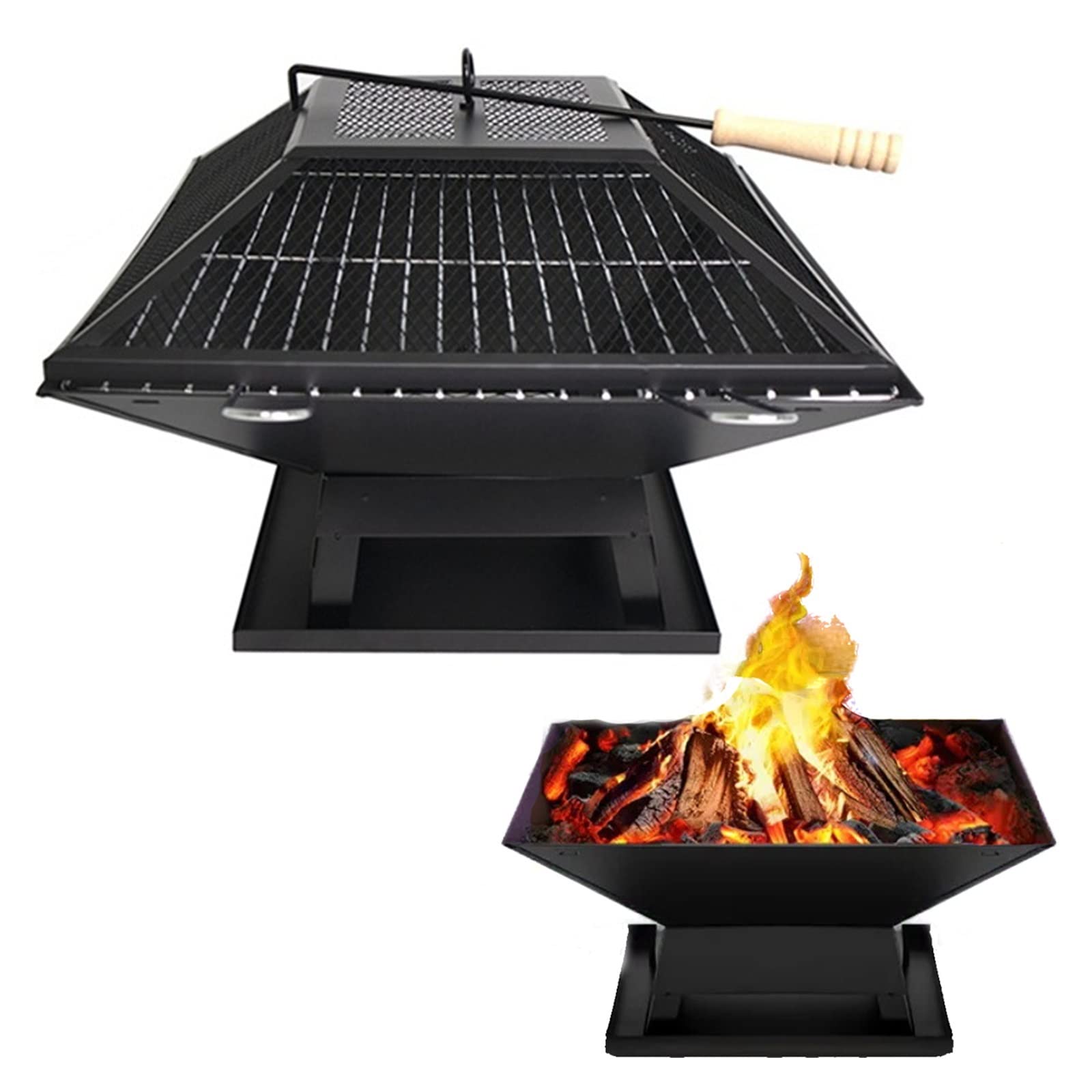 Fornelli da campeggio, braciere da 14,6 pollici per esterni all'aperto piccolo braciere braciere in acciaio braciere, braciere a legna, per campeggio, picnic, barbecue, escursionismo ( Color : Black )
