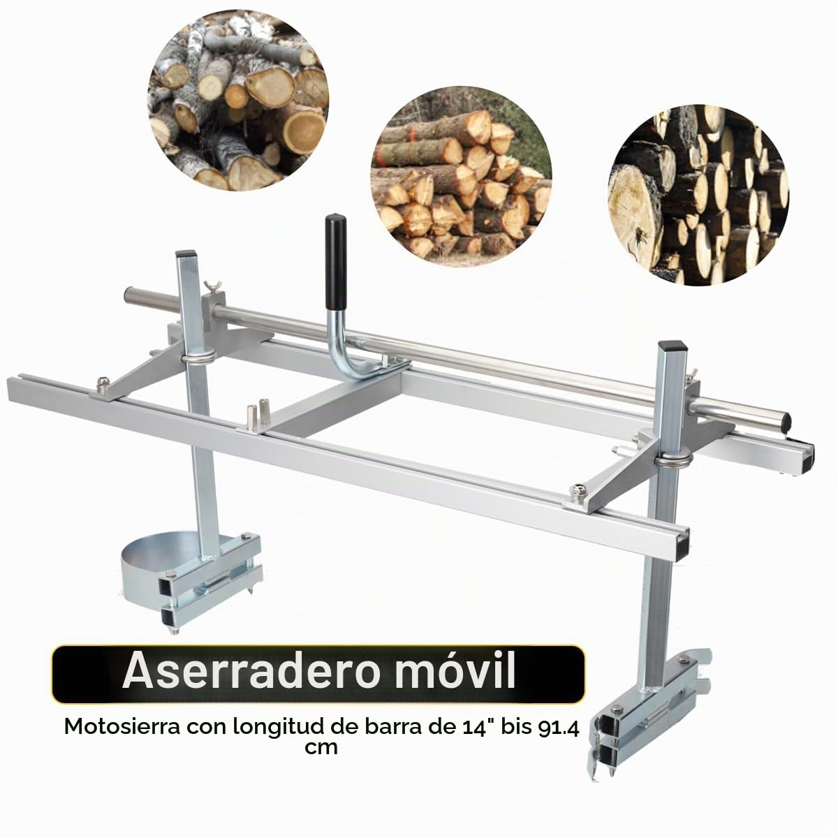Aserradero móvil para motosierra molino de tablones de fresado longitud de la barra de motosierra accesorios herramientas de 14 pulgadas a 36 pulgadas (35,5 – 91,4 cm) guía barra tabla longitud