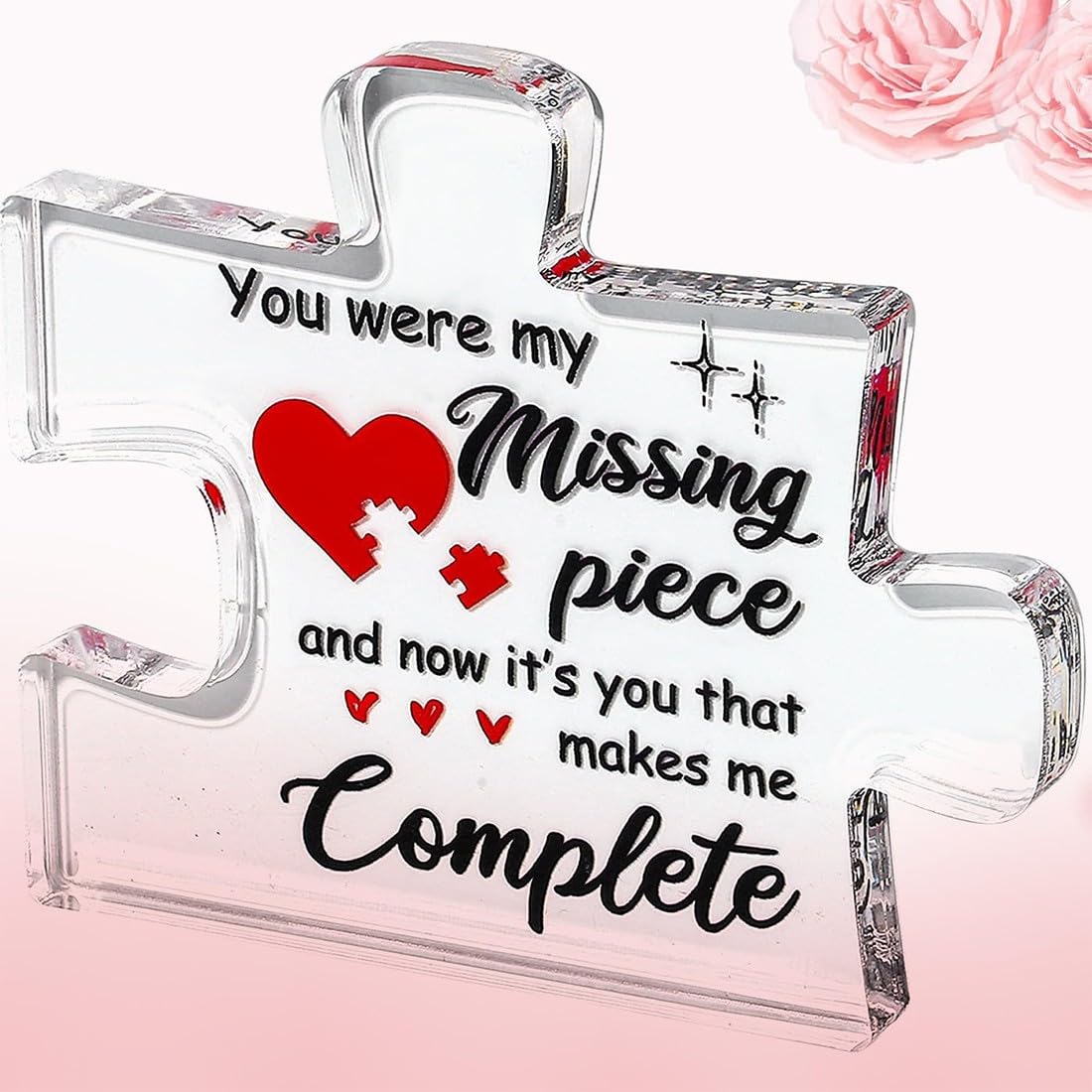 XENQITO 1 Piezas Regalo Aniversario Pareja, San Valentin Regalos Mujer Hombre, Regalo Pareja, Placa Acrílica en Forma de Puzzle, Regalo Aniversario Pareja, Regalo Novia Novio Esposa Esposo Enamorados