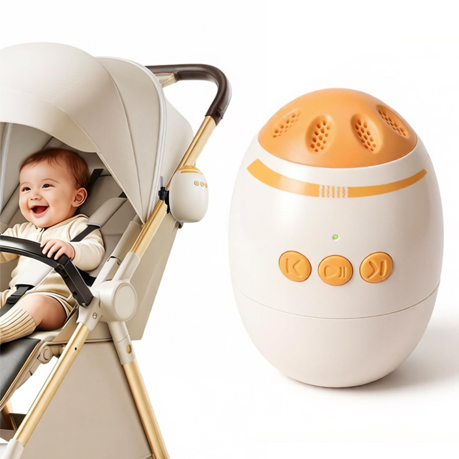 MTE Auto Baby Rocker Rechargeable w/h Brackets - Baby Sleep Aid Gently Rocks Any Stroller/Buggy, Adjustable Speed w/h 60Min Timer-Fits All Pushchairs&Prams to Create Baby Bouncer (Ivory)