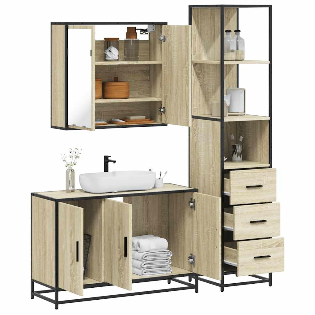 Mobile Bagno Dub Sonoma Legno Composito con Telaio Metallo